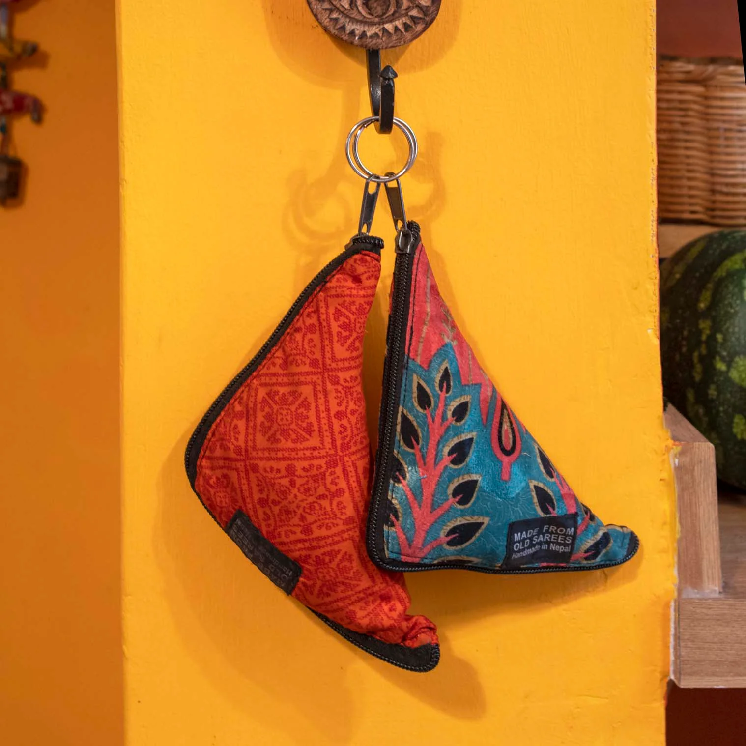 Recycled Sari Packable Shopping Tote Bag - Image 6