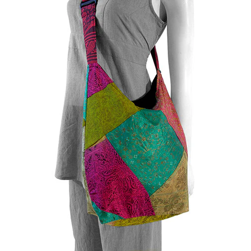 Recycled Sari Patchwork Shoulder Bag - Image 3