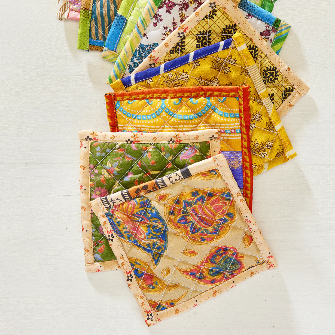 Recycled Sari Quilted Coaster | Namaste - Image 2