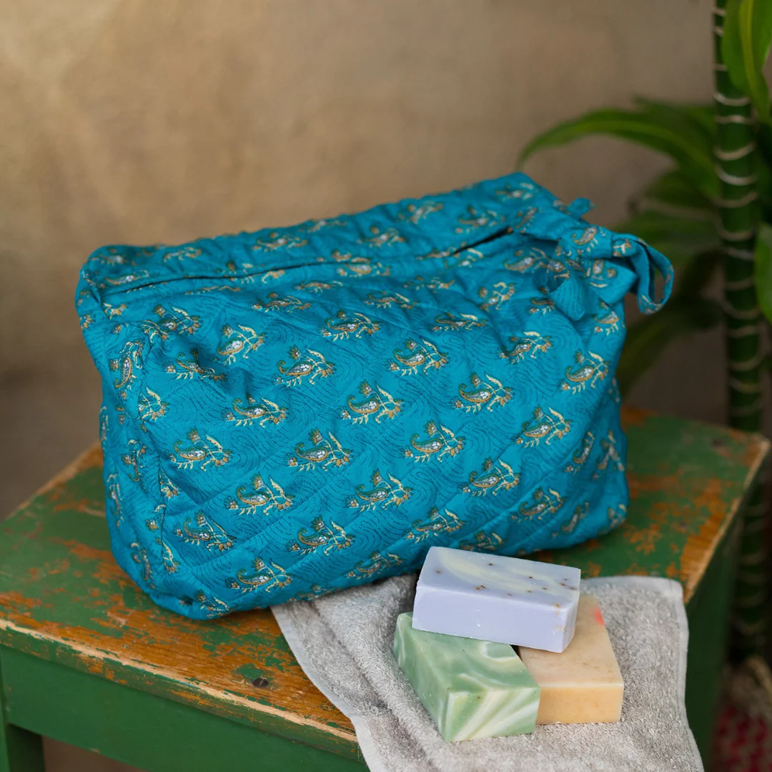 Recycled Sari Zip Wash Bag | Namaste - Image 3