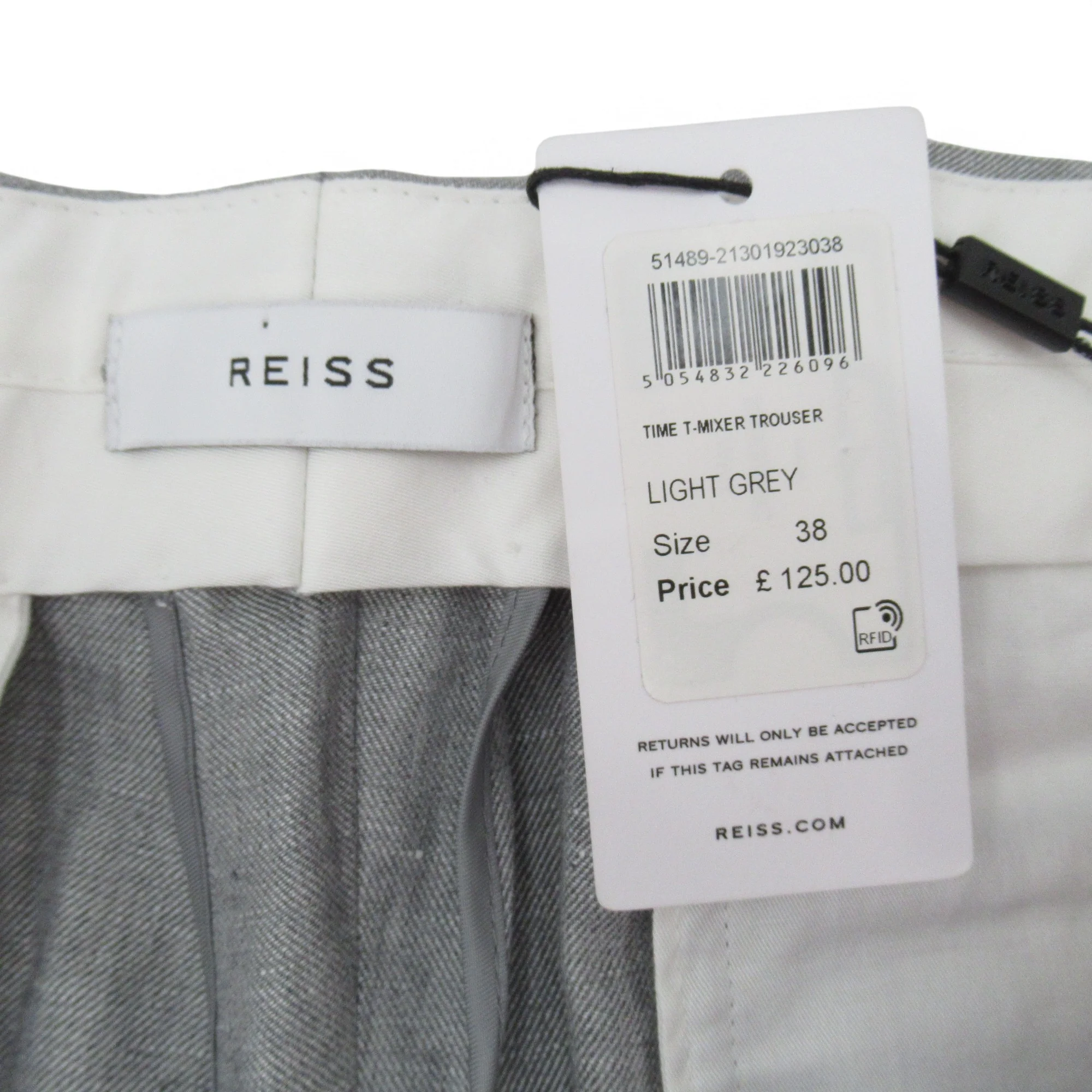 Reiss Chino Trousers Grey W38" Linen Blend Menswear | Pre-loved - Image 5