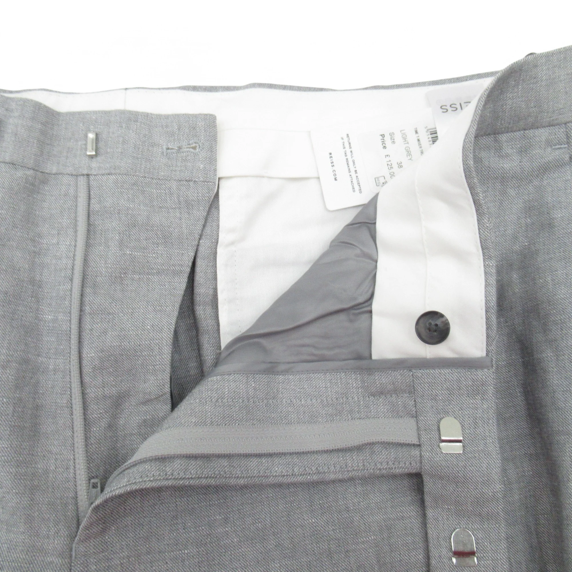 Reiss Chino Trousers Grey W38" Linen Blend Menswear | Pre-loved - Image 6