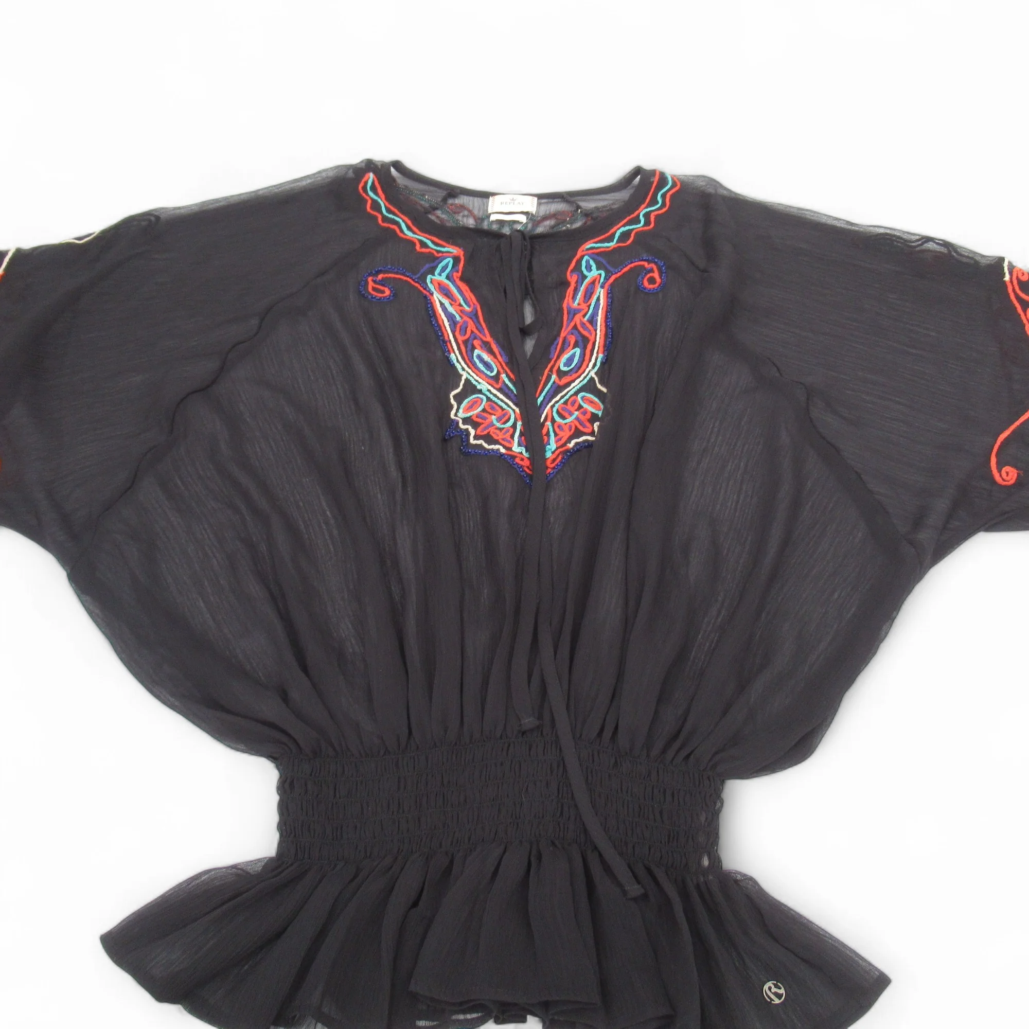 Replay Kimono XS Black Chiffon Womenswear | Pre-loved - Image 2