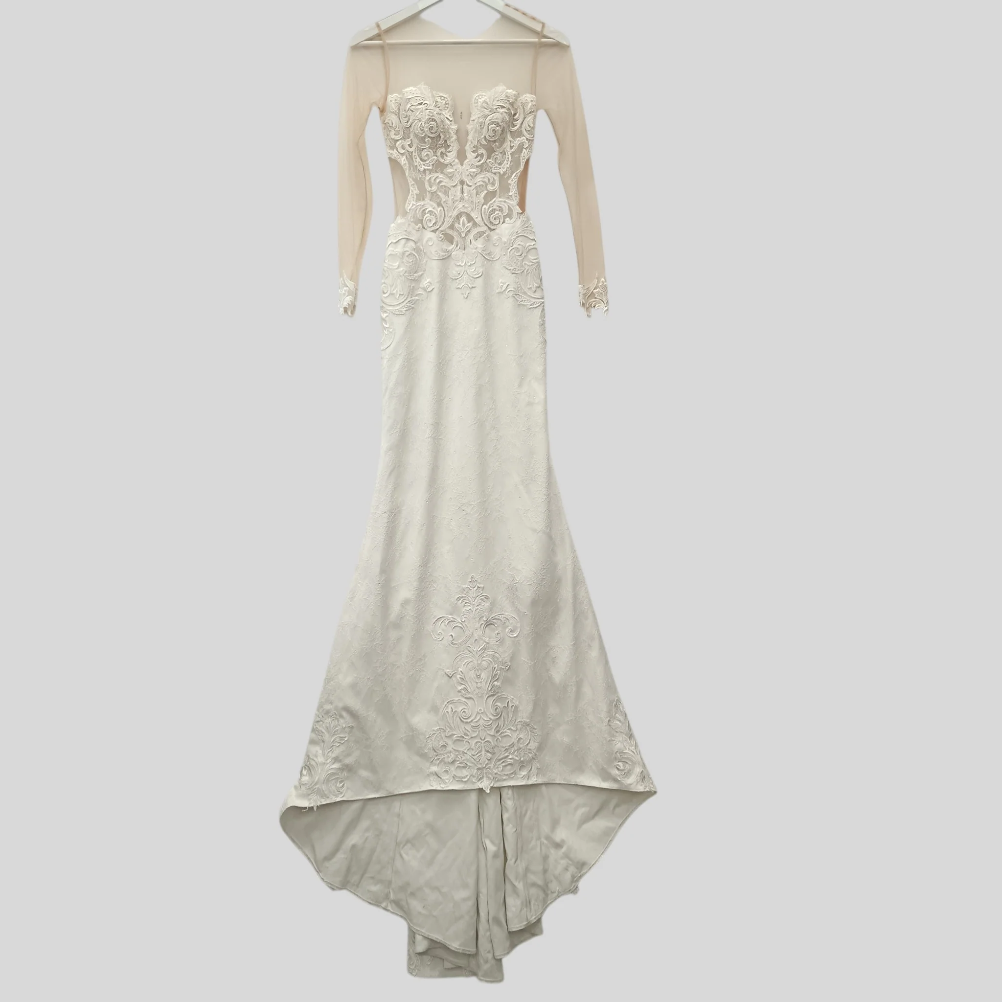 Ricki Dalal Professional Stunning Lacy Rhinestones Hi-low Wedding Dress UK X-Small Womenswear | Pre-loved