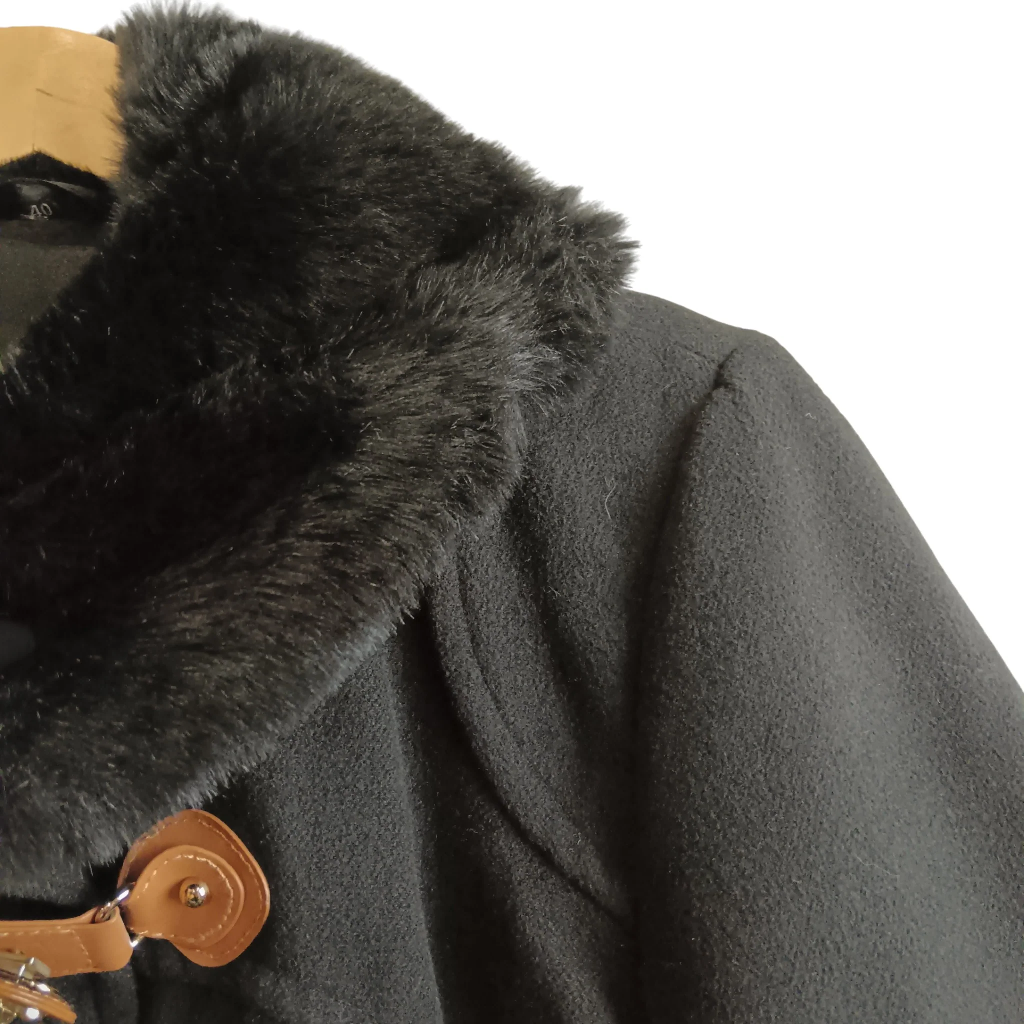 Rino & Pelle Black Women's Coat With Faux Fur Trim And Decorative Buckle Size 40 -Womenswear | Pre-loved - Image 4