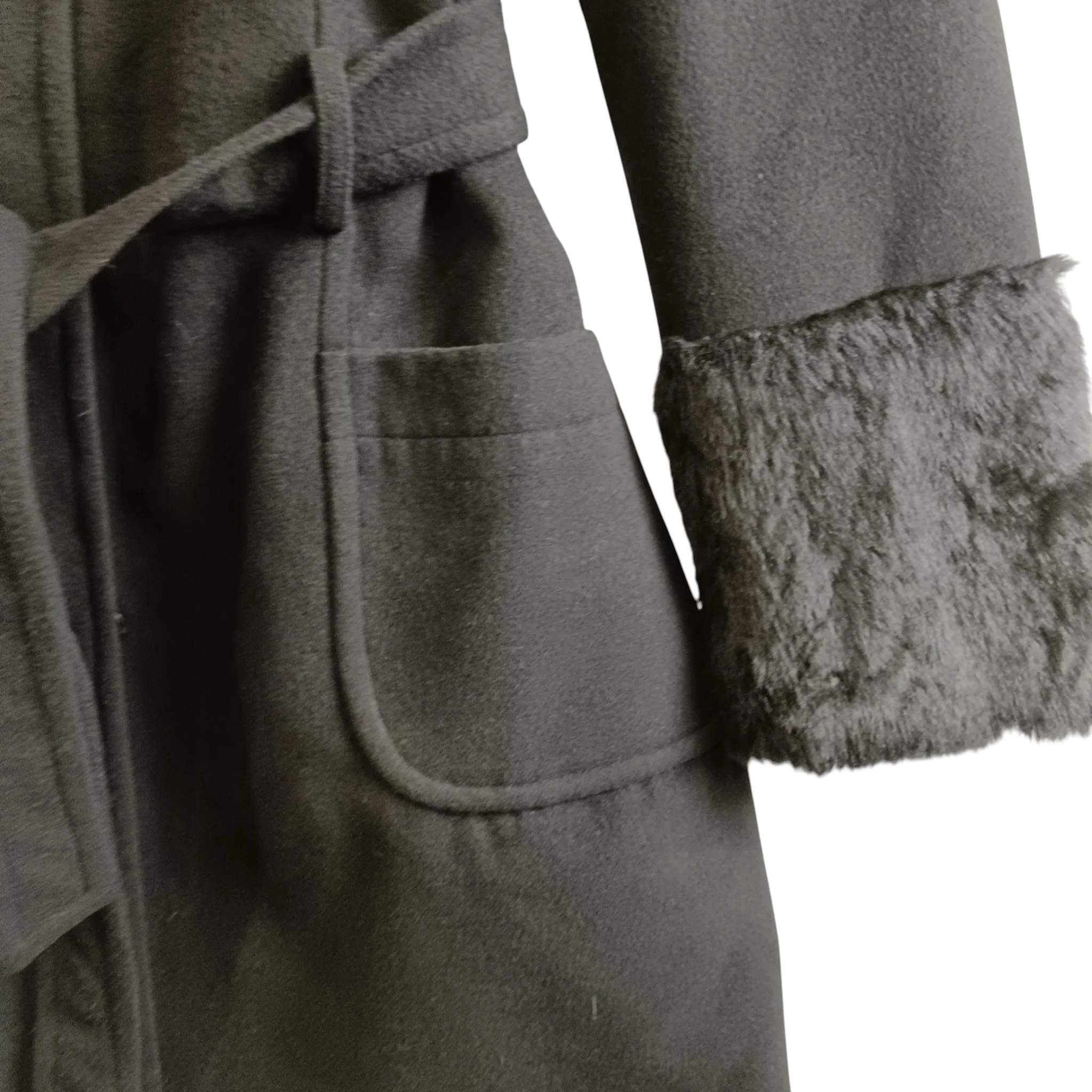 Rino & Pelle Black Women's Coat With Faux Fur Trim And Decorative Buckle Size 40 -Womenswear | Pre-loved - Image 5