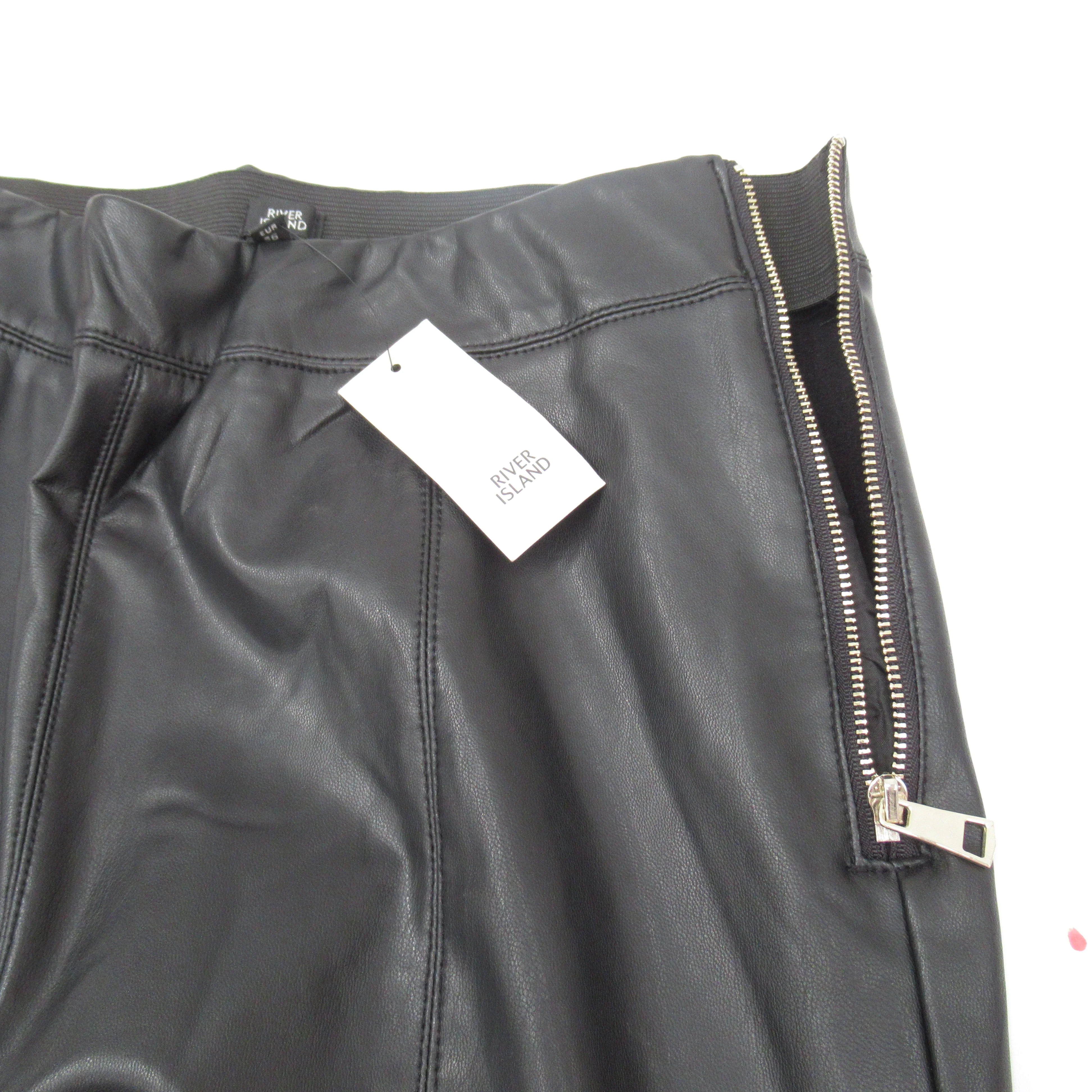 River Island Faux Leather Trousers UK 10 Black Womenswear | Pre-loved - Image 6