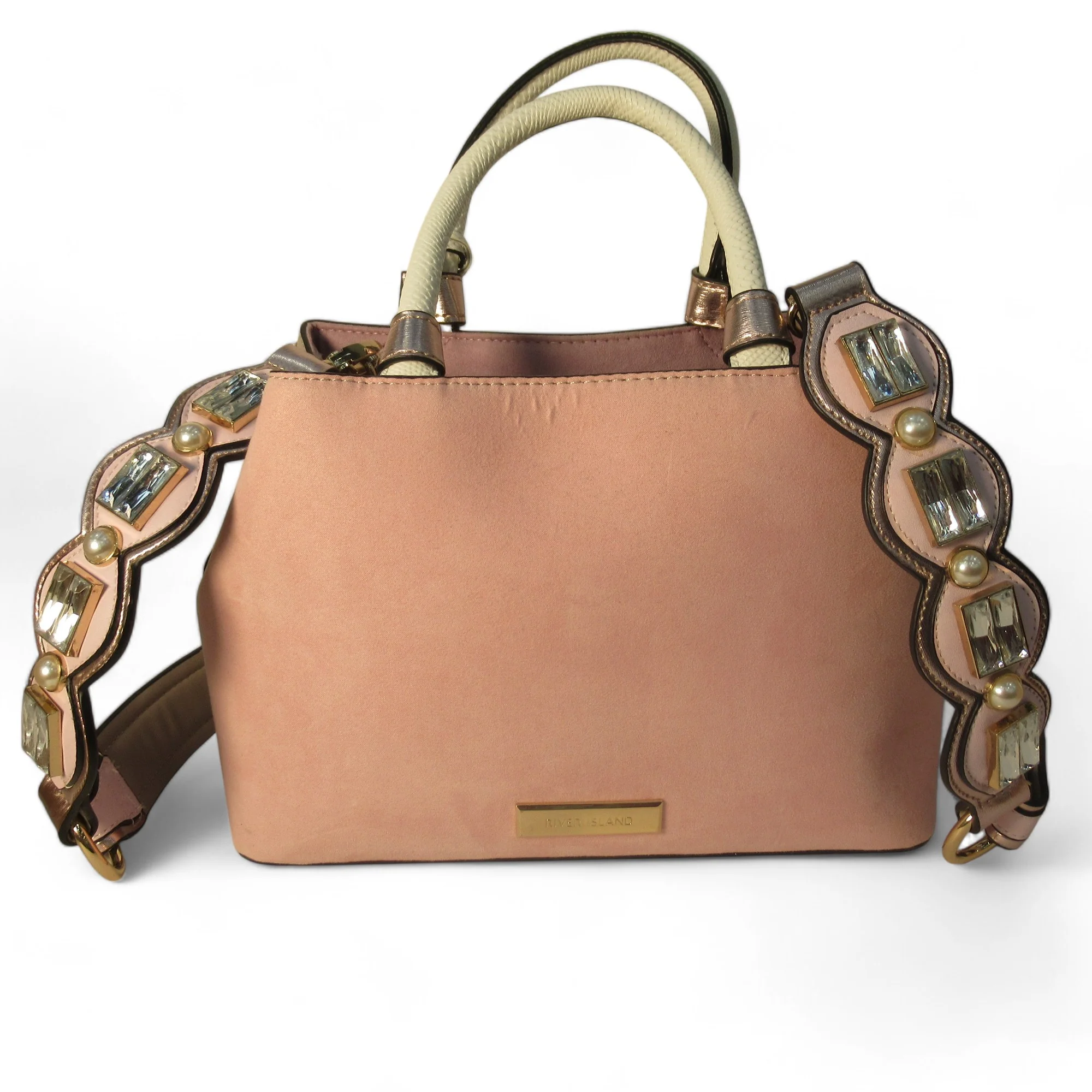 River Island Medium Pink Handbag Gem Stone Womenswear | Preloved - Image 2