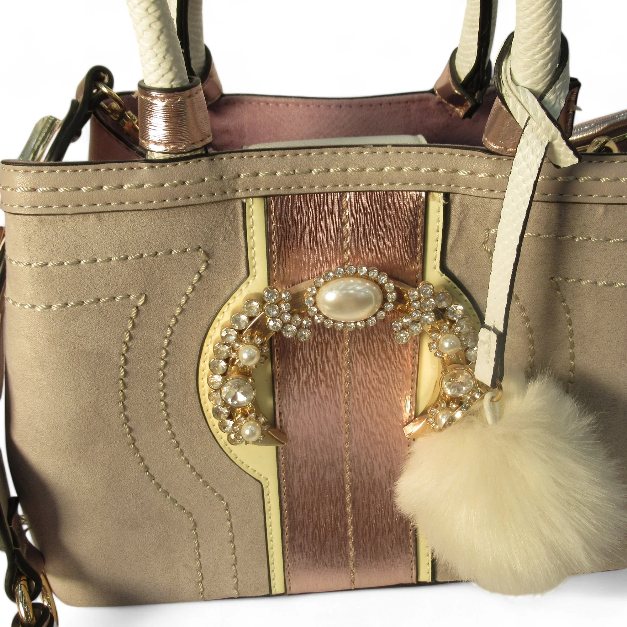 River Island Medium Pink Handbag Gem Stone Womenswear | Preloved - Image 5