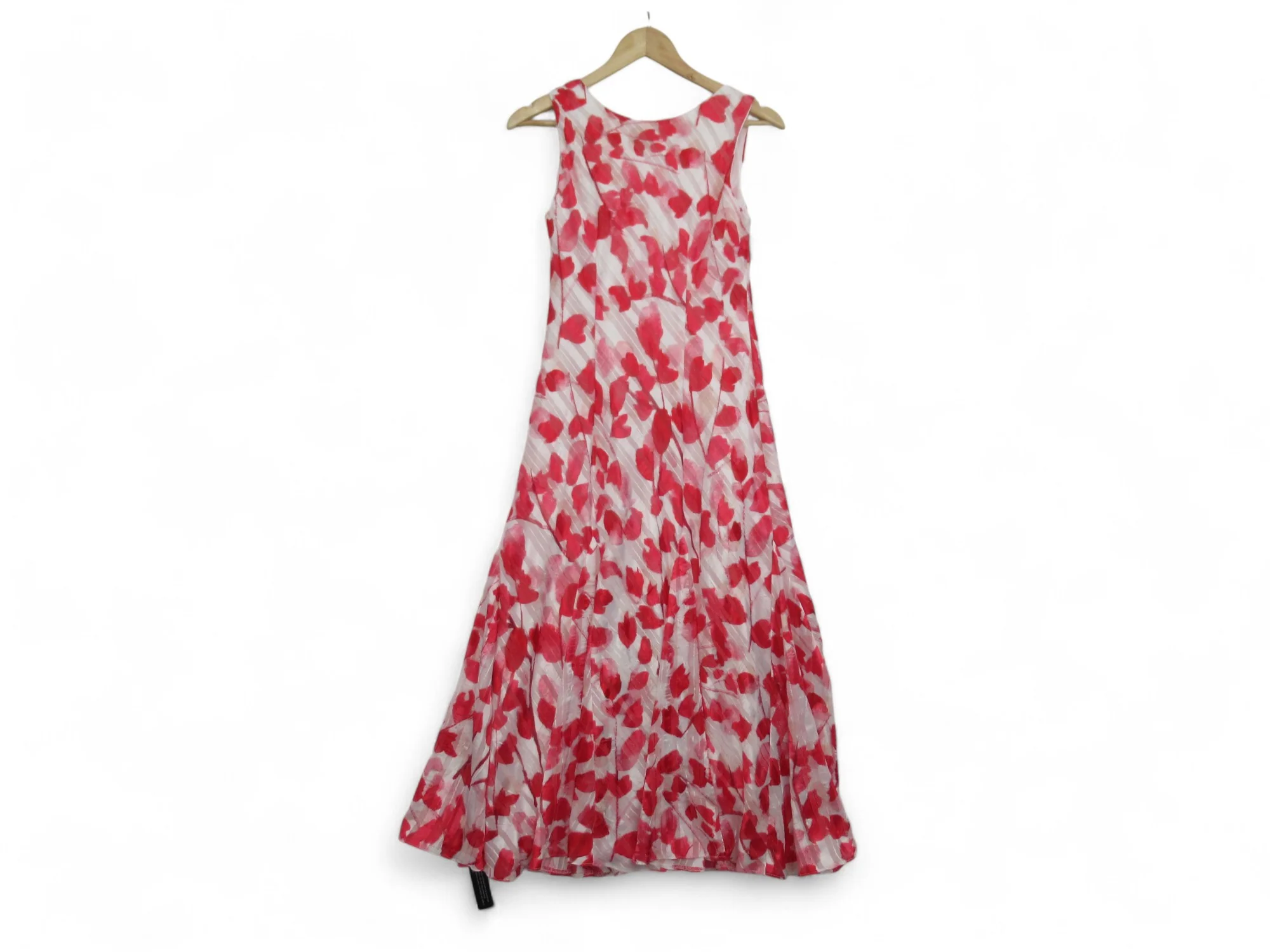 Roman UK 10 Red White Dress Polyester Long Sleeveless | Preloved - Image 4