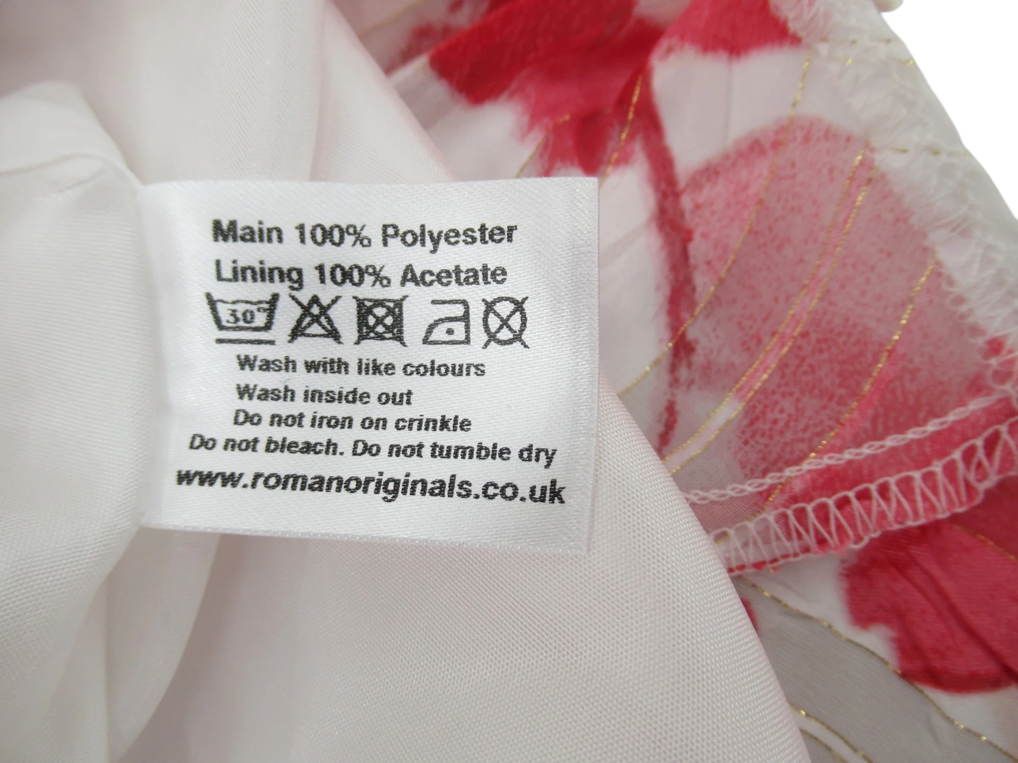 Roman UK 10 Red White Dress Polyester Long Sleeveless | Preloved - Image 6