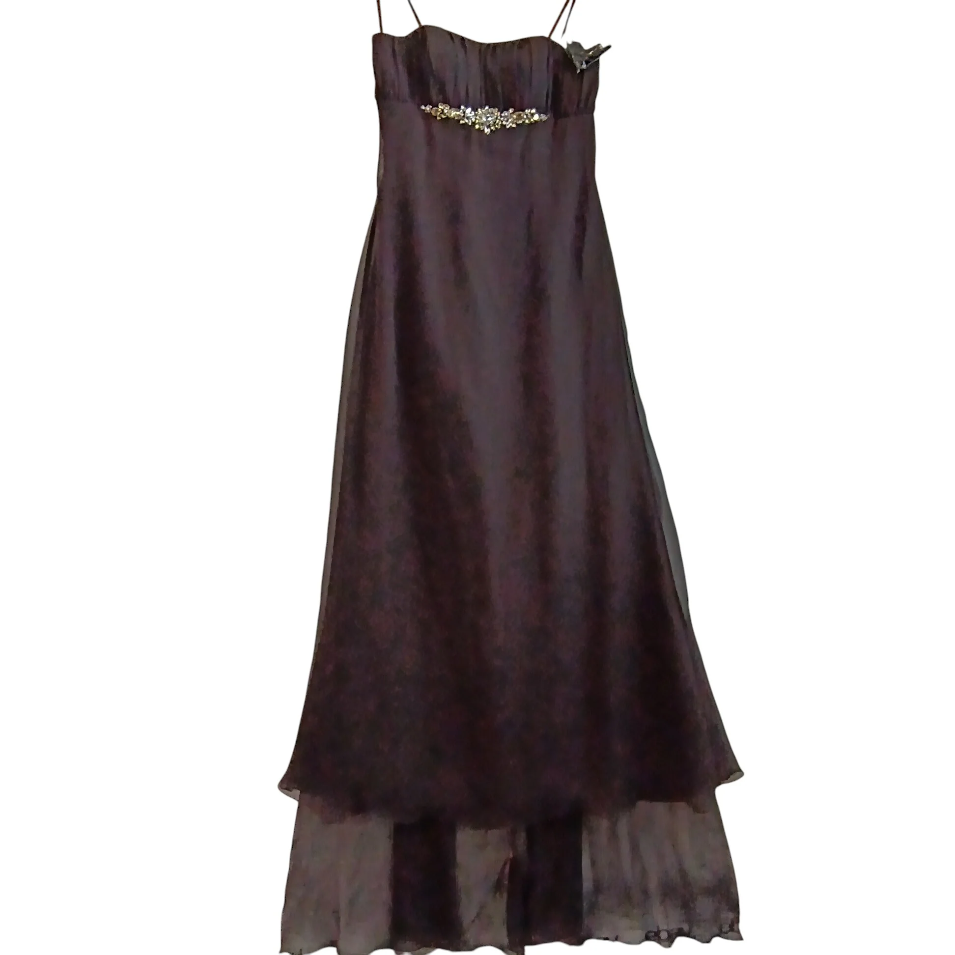 Ronald Joyce Full Length Evening  Dress With Train Dark Brown UK 12 Womenswear | Pre-loved