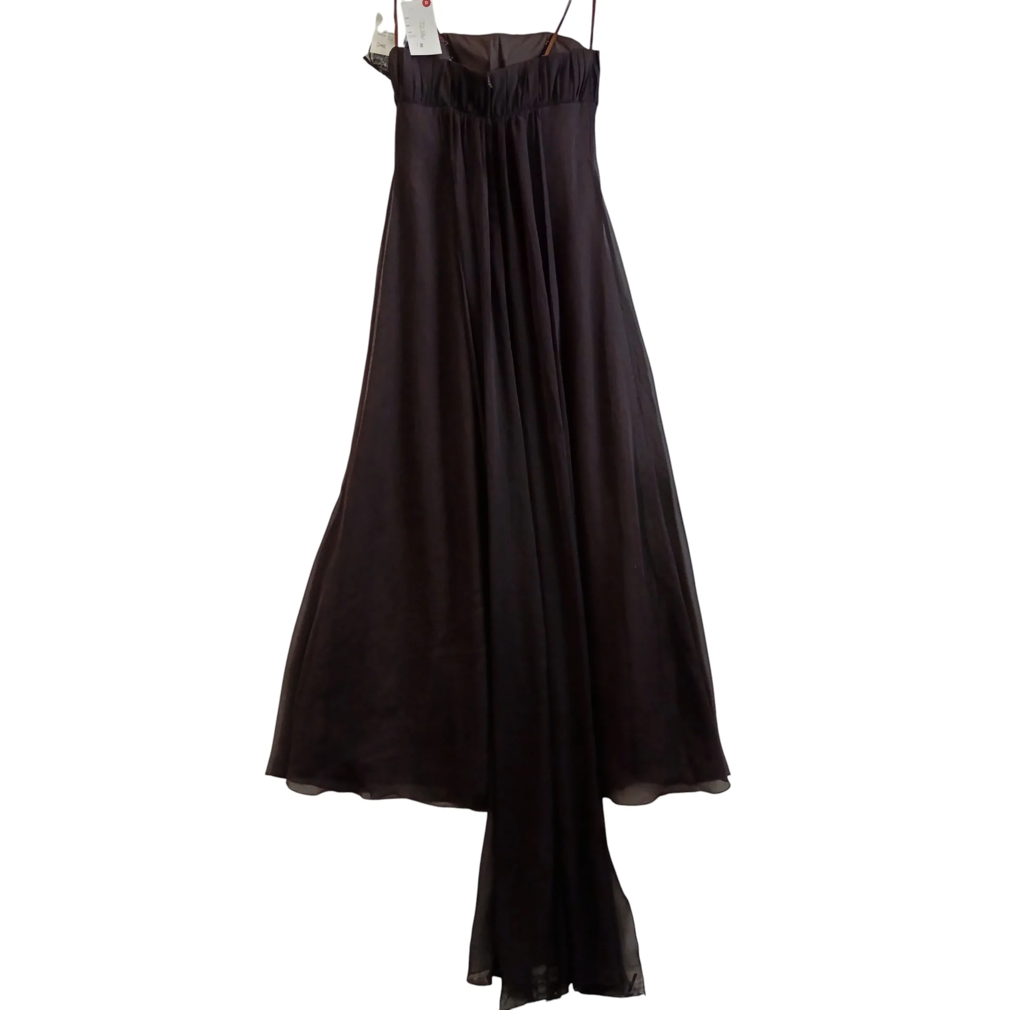 Ronald Joyce Full Length Evening  Dress With Train Dark Brown UK 12 Womenswear | Pre-loved - Image 2