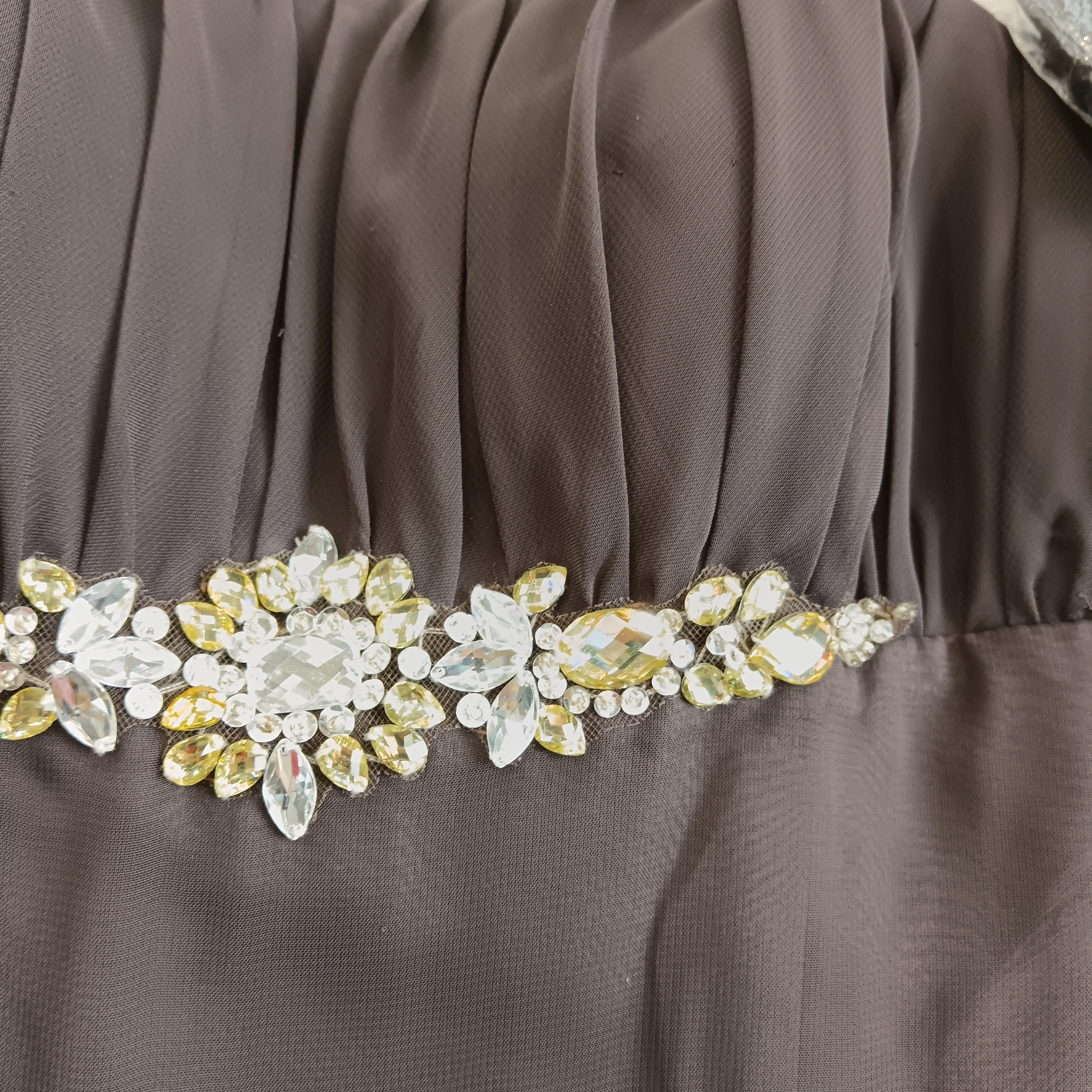 Ronald Joyce Full Length Evening  Dress With Train Dark Brown UK 12 Womenswear | Pre-loved - Image 3