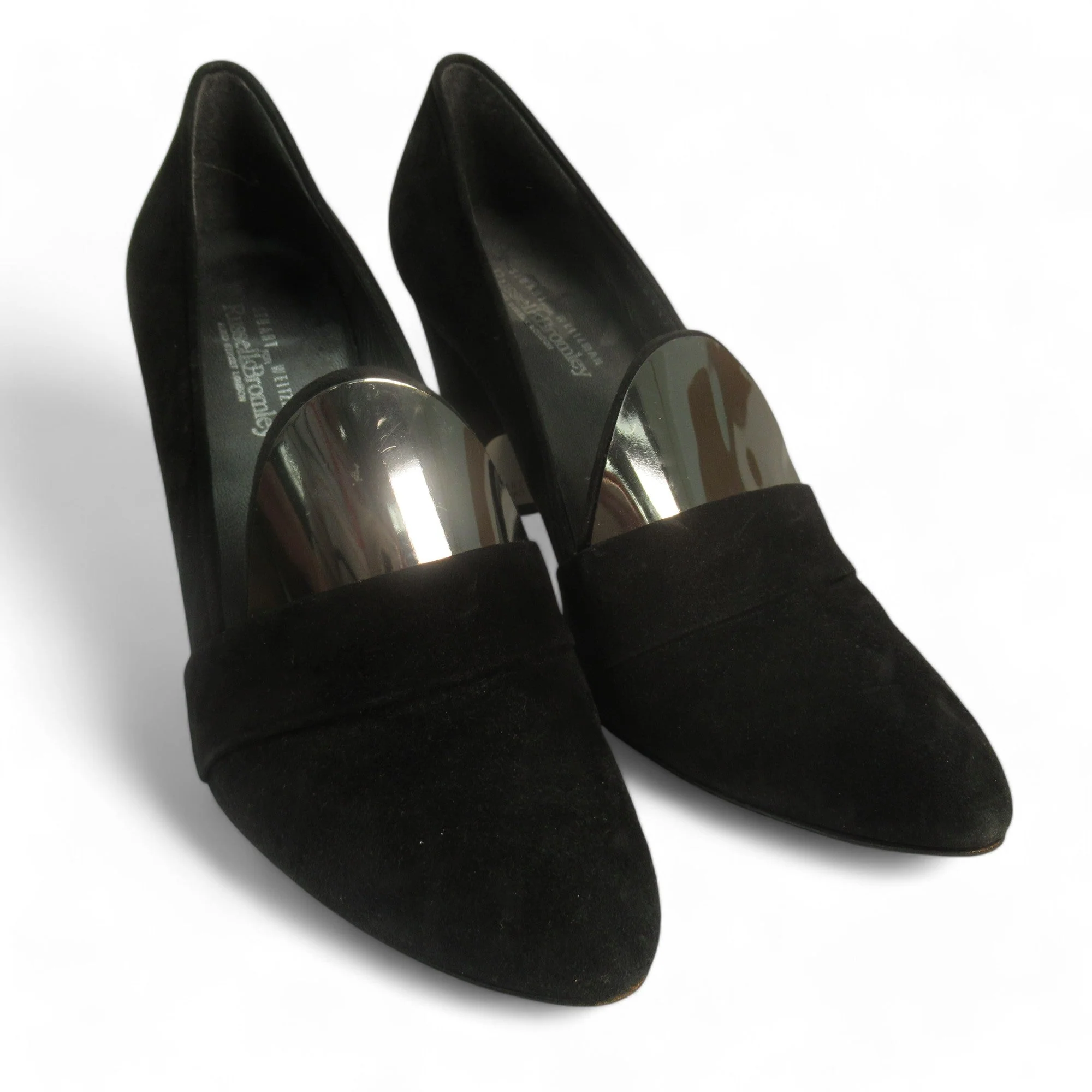 Russell & Bromley UK 8 Black Suede Heels Shoes Womenswear | Preloved - Image 4