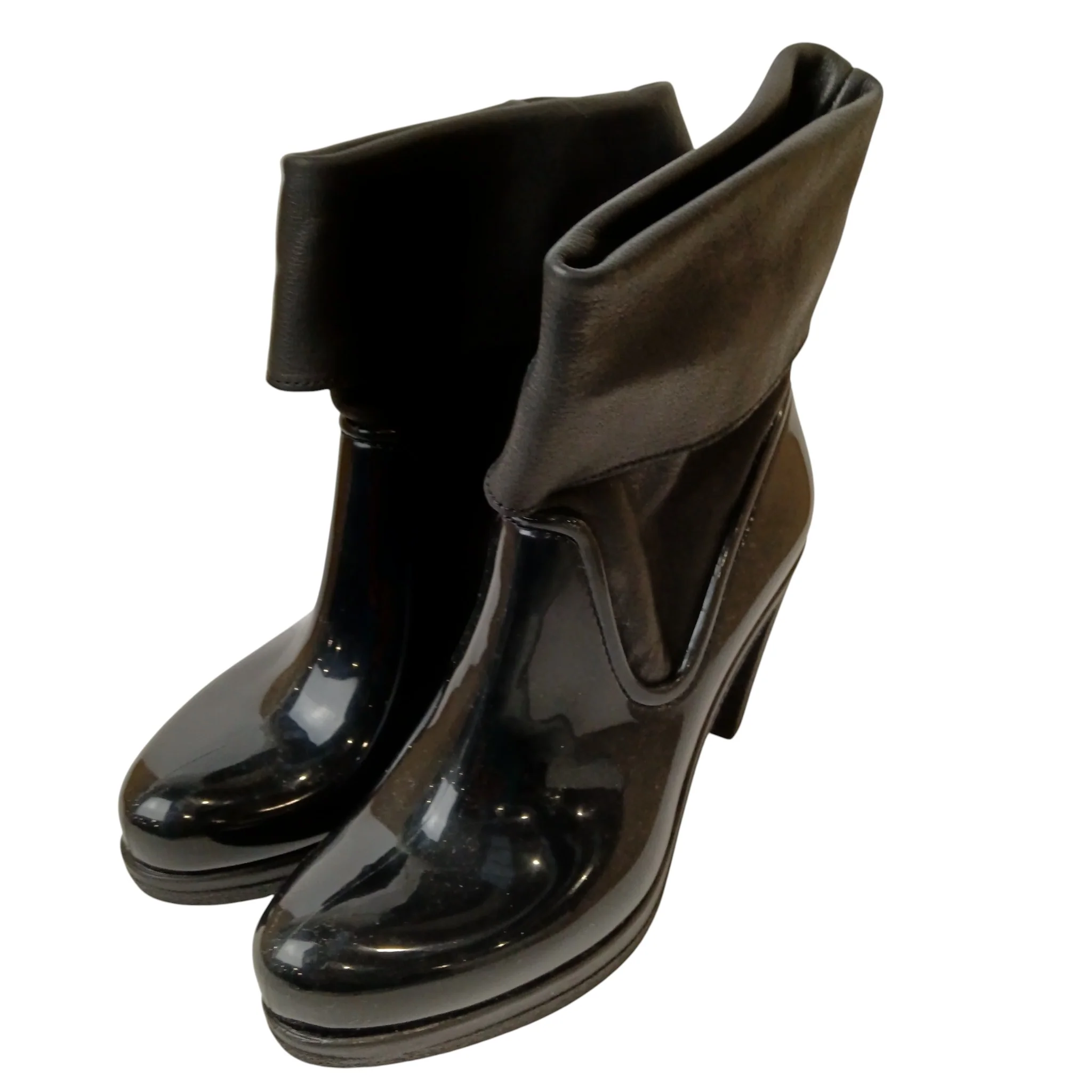 Sage Wilson Vicky Black Leather PVC Women's Boots Size 39  Fold-Over Cuff BNWT-  Womenswear | Pre-loved - Image 2