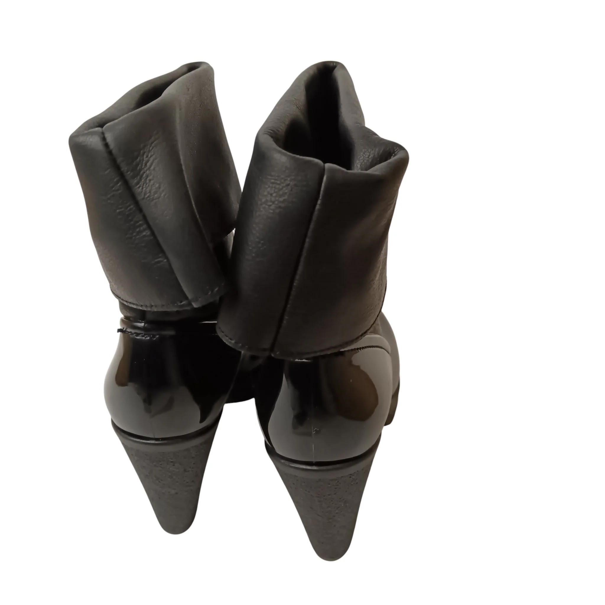 Sage Wilson Vicky Black Leather PVC Women's Boots Size 39  Fold-Over Cuff BNWT-  Womenswear | Pre-loved - Image 3