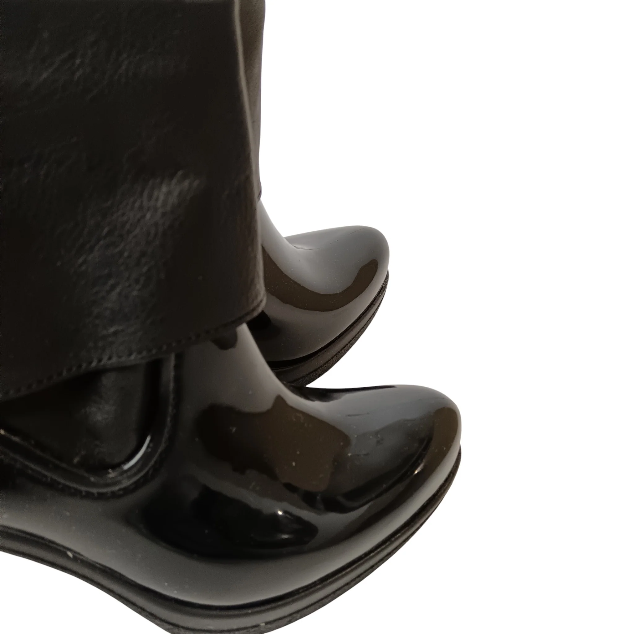 Sage Wilson Vicky Black Leather PVC Women's Boots Size 40 Fold-Over Cuff BNWT -  Womenswear | Pre-loved - Image 2