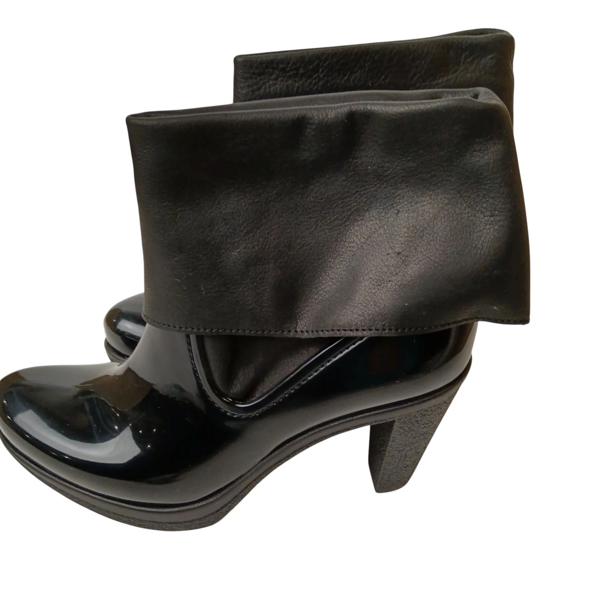 Sage Wilson Vicky Black Leather PVC Women's Boots Size 40 Fold-Over Cuff BNWT -  Womenswear | Pre-loved - Image 3