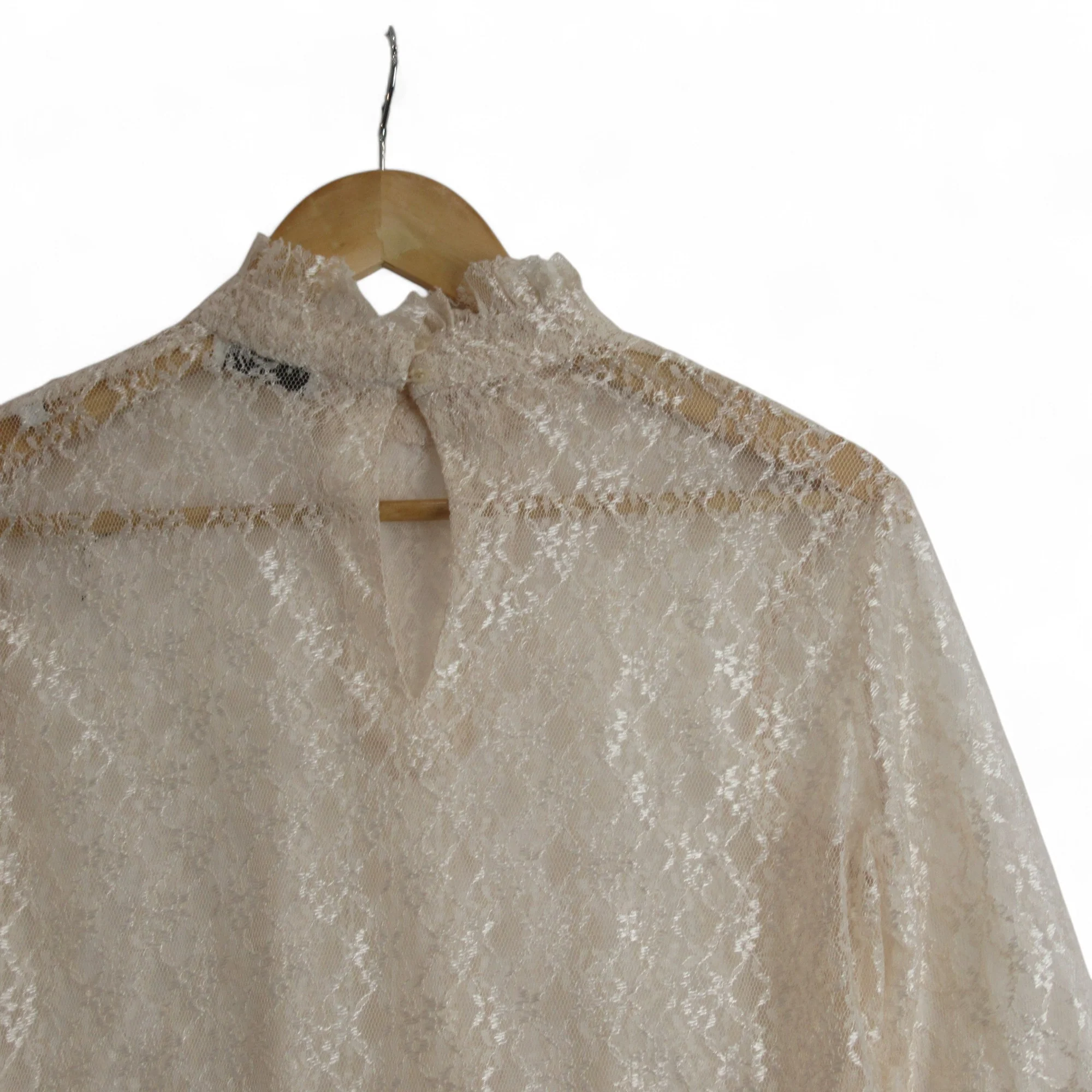 Sandro Paris UK 14 Cream Lace Blouse Womenswear | Preloved - Image 3