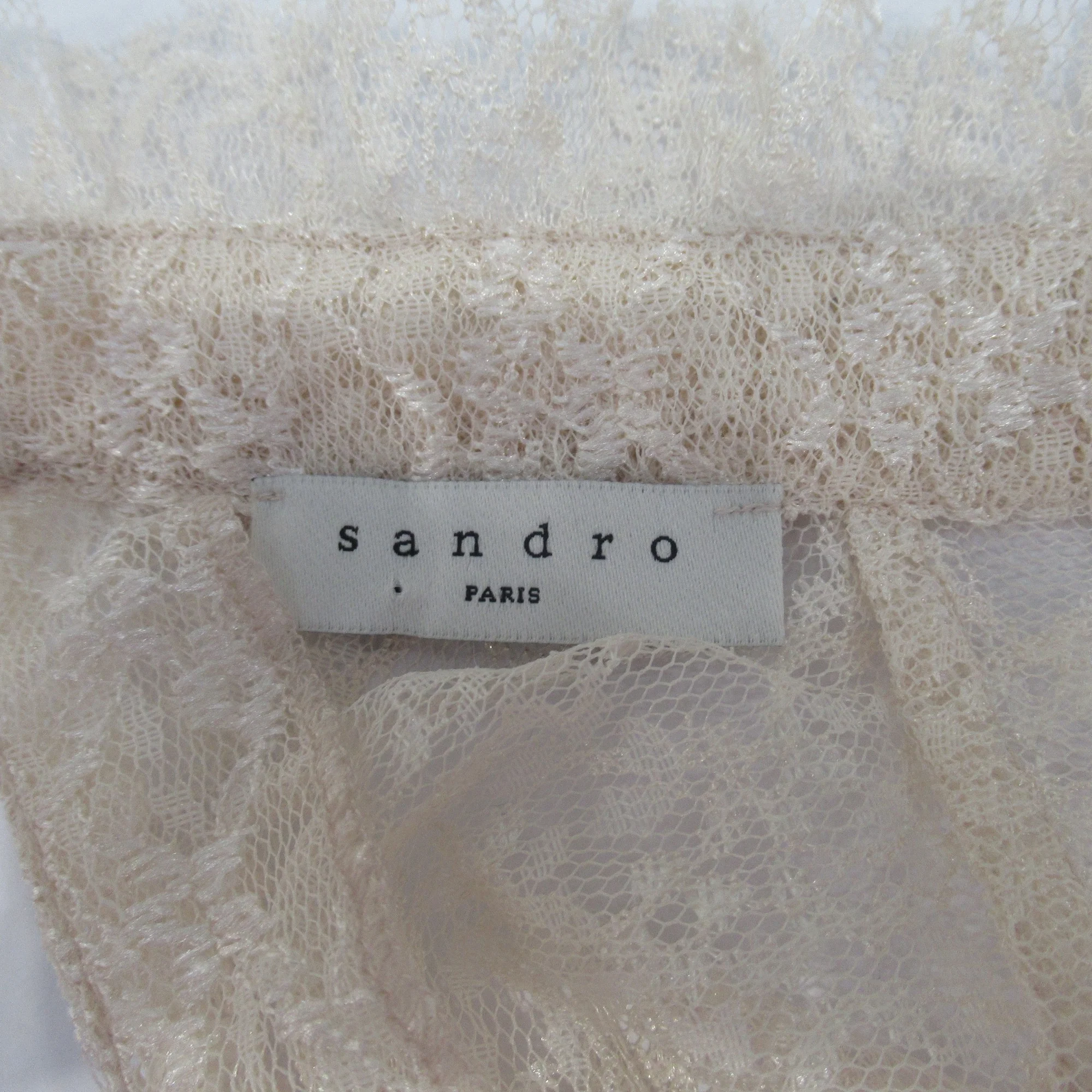Sandro Paris UK 14 Cream Lace Blouse Womenswear | Preloved - Image 6