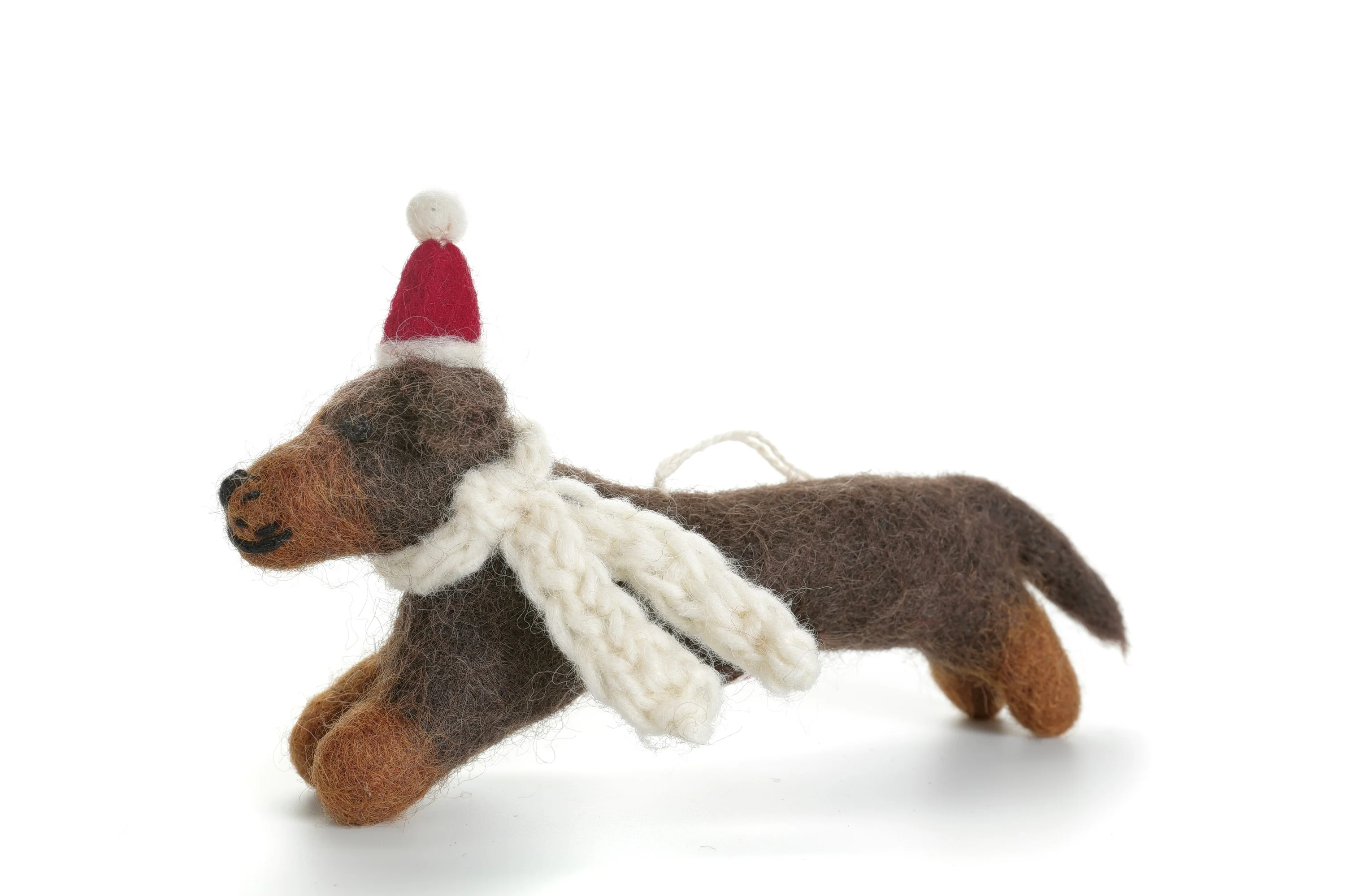 Sausage Dog with Hat & Scarf  | Handmade Christmas Decoration - Image 4