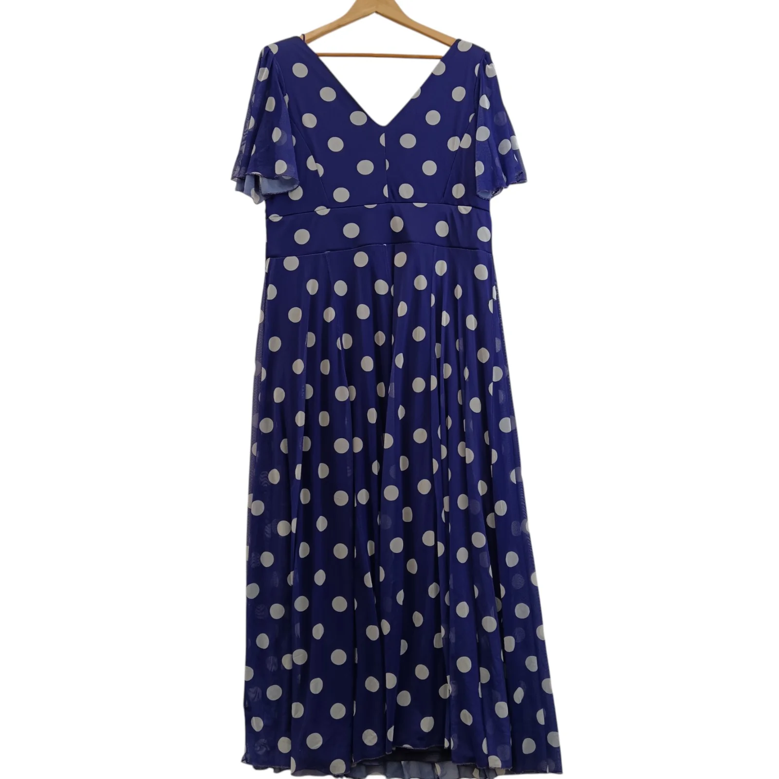 Scarlett & Joe Purple Polka Dot  V-Neck Long Women's Dress UK 22 - Tags on- Womenswear | Pre-loved - Image 2