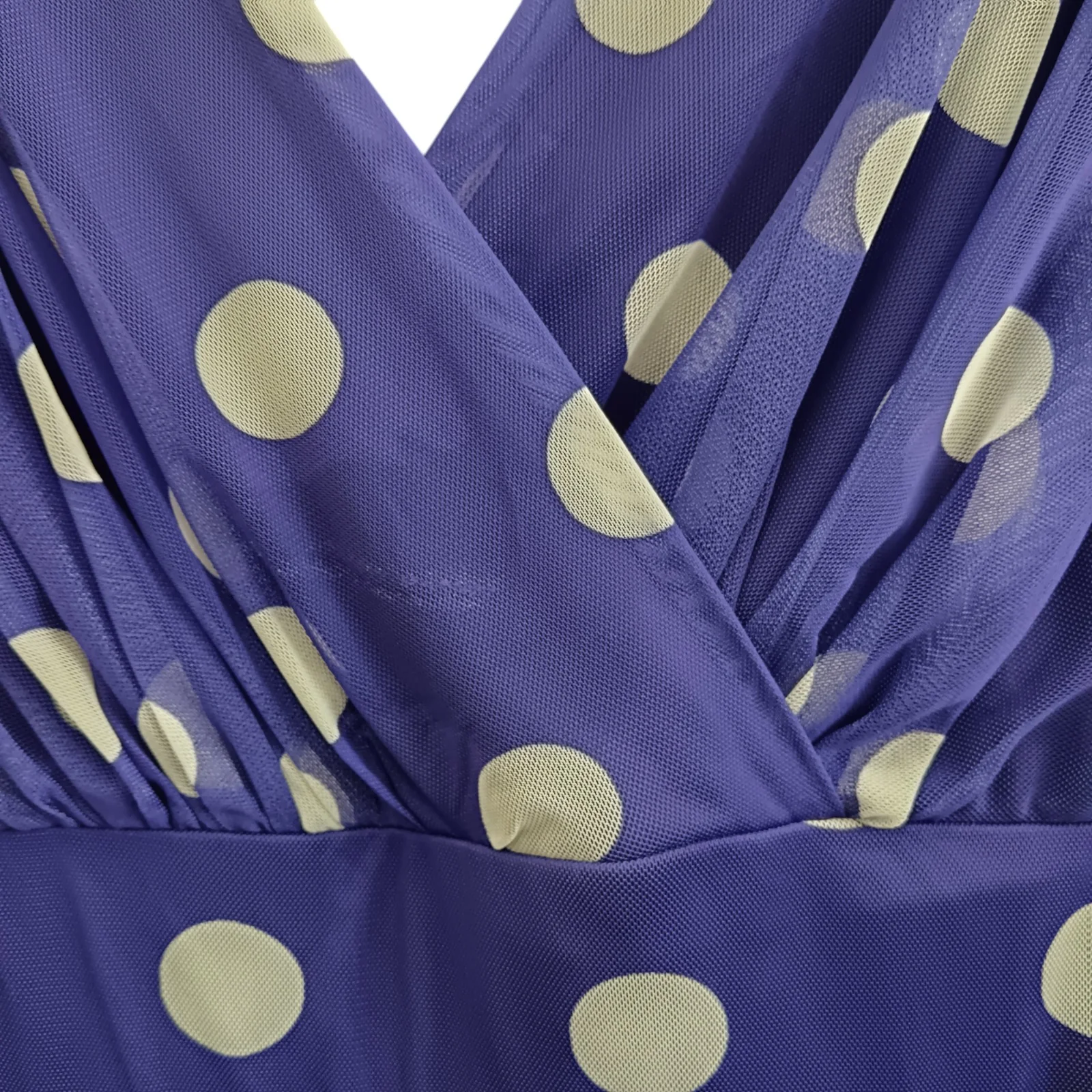 Scarlett & Joe Purple Polka Dot  V-Neck Long Women's Dress UK 22 - Tags on- Womenswear | Pre-loved - Image 5