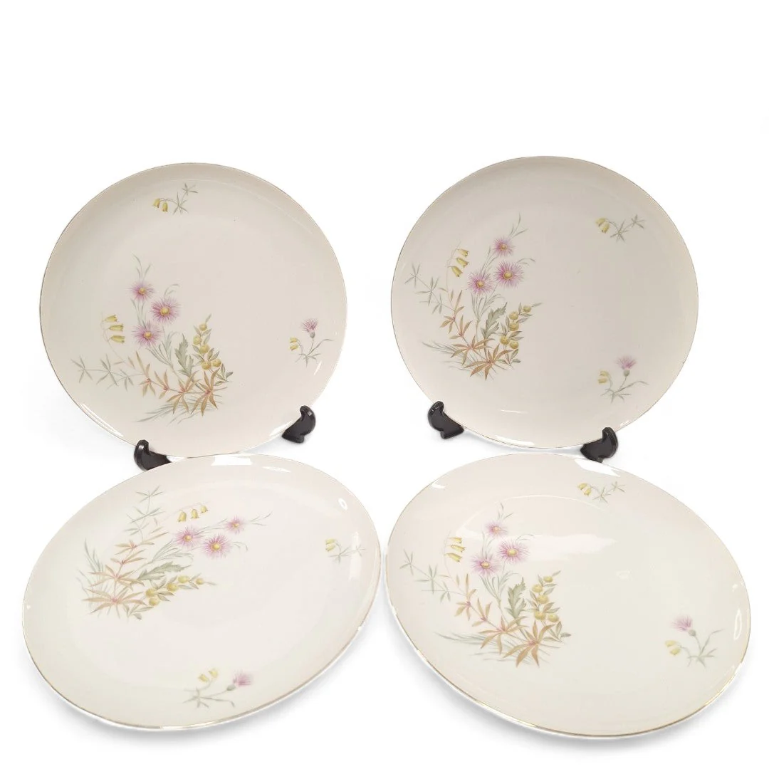 Schonwald 452 Dinner Plates x4 23.5cm Floral White Ceramic | Preloved