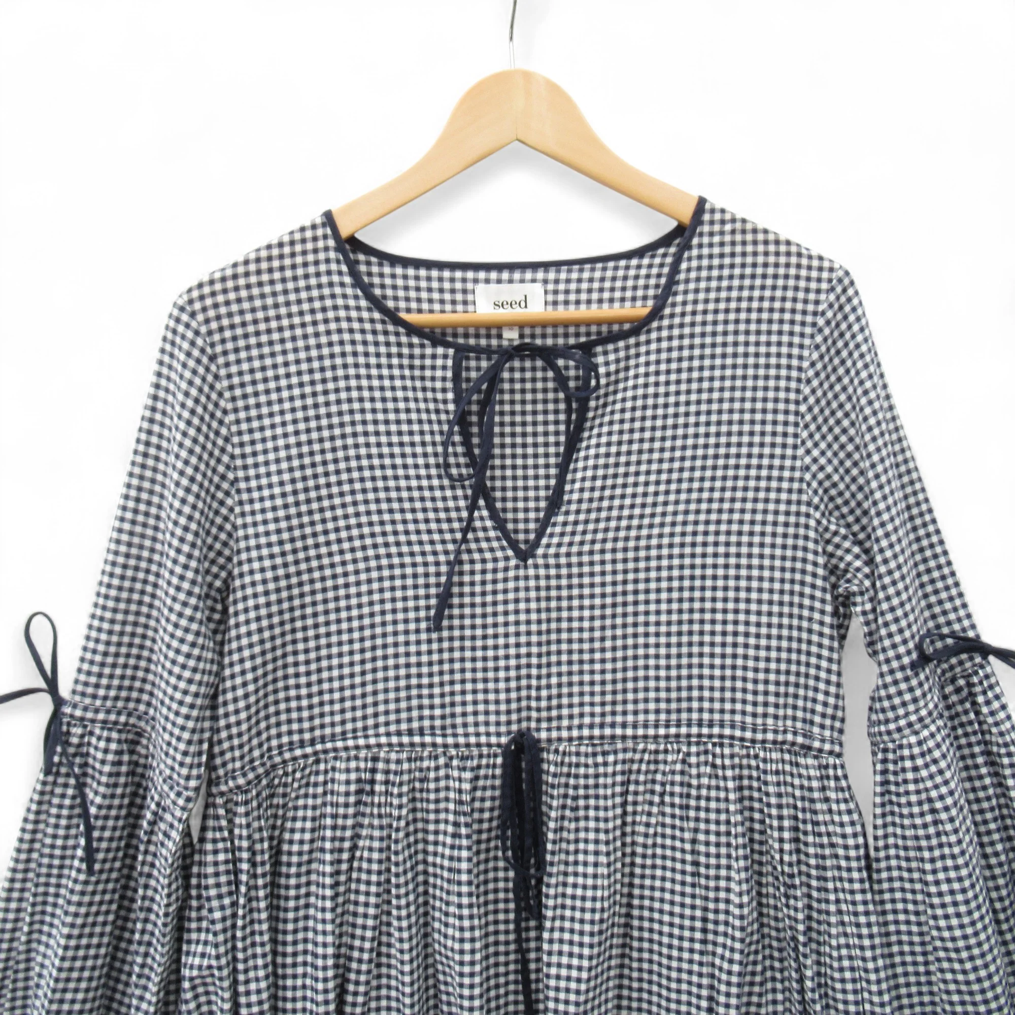 Seed Heritage Gingham Dress UK 10 Navy White Womenswear | Pre-loved - Image 2