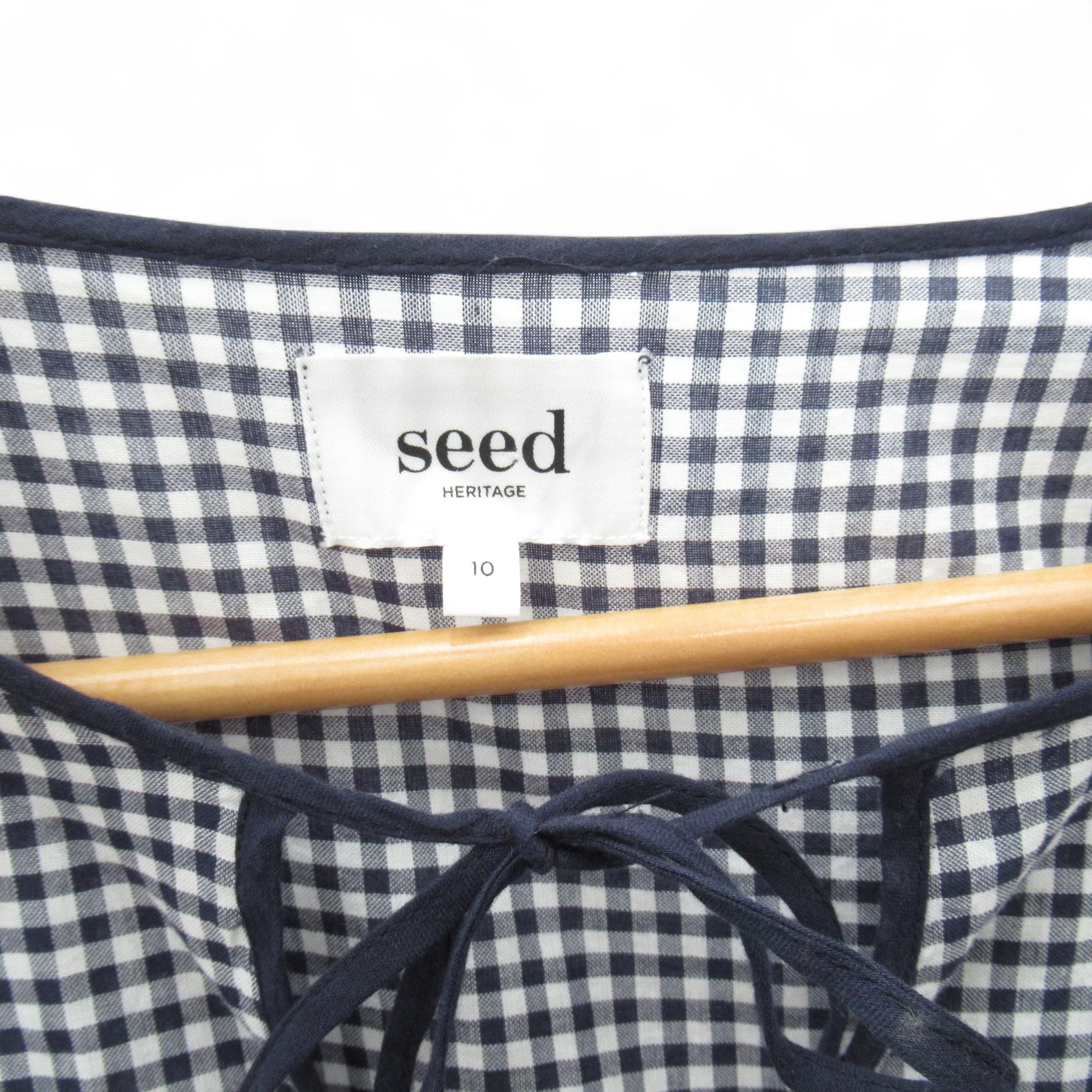 Seed Heritage Gingham Dress UK 10 Navy White Womenswear | Pre-loved - Image 4