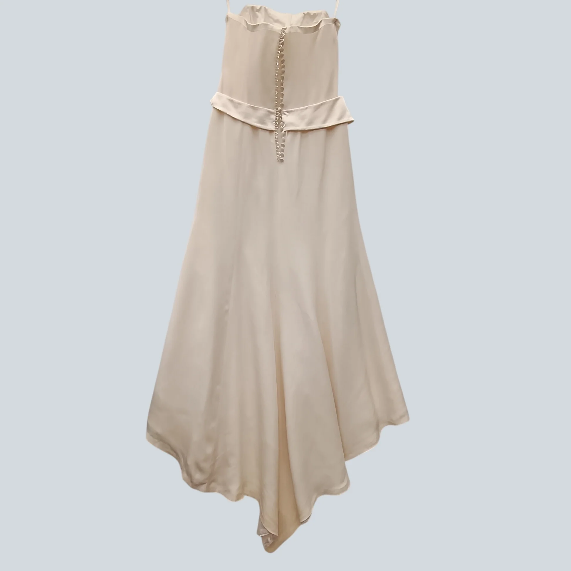 Sharon Hoey Ivory Silk Bridal Hi-low Belted Dress Strapless UK Medium Womenswear | Pre-loved - Image 2