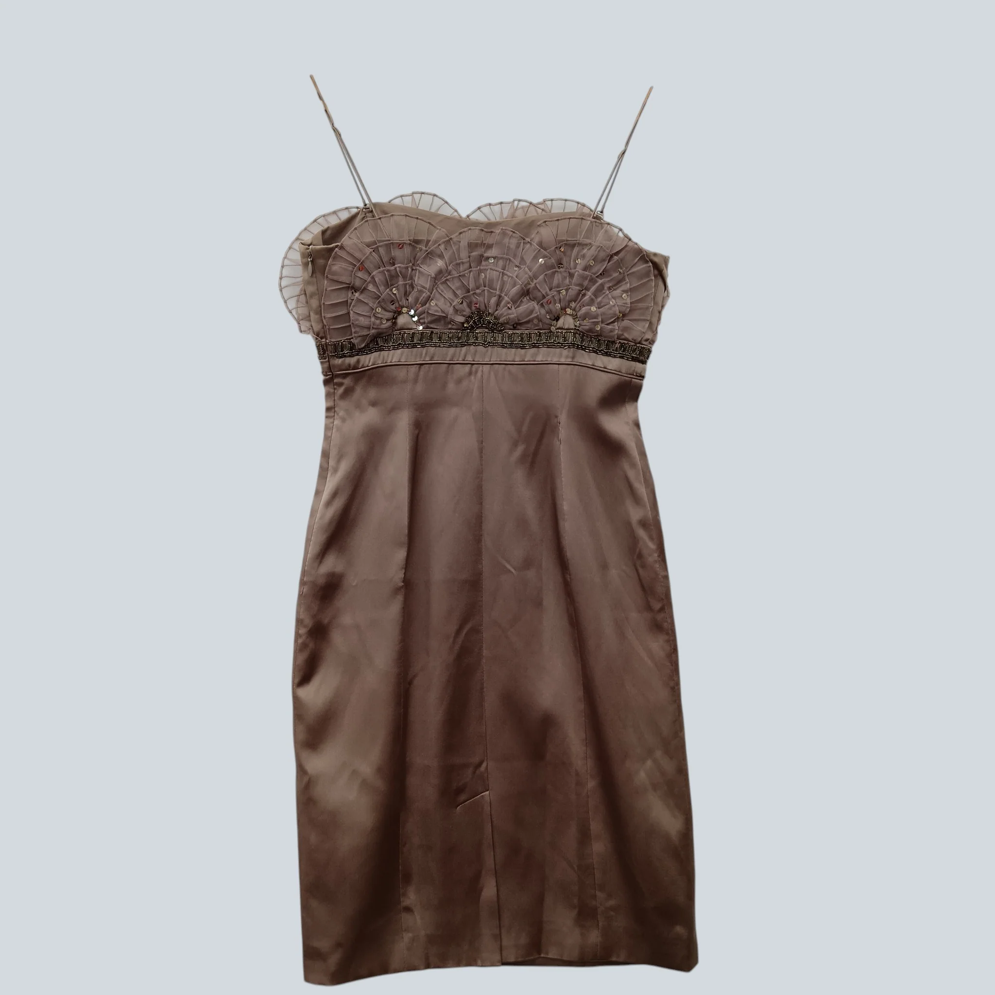 Karen Millen Special Occasion Chocolate Brown Silk Satin Short Dress UK 10 Womenswear | Pre-loved - Image 2