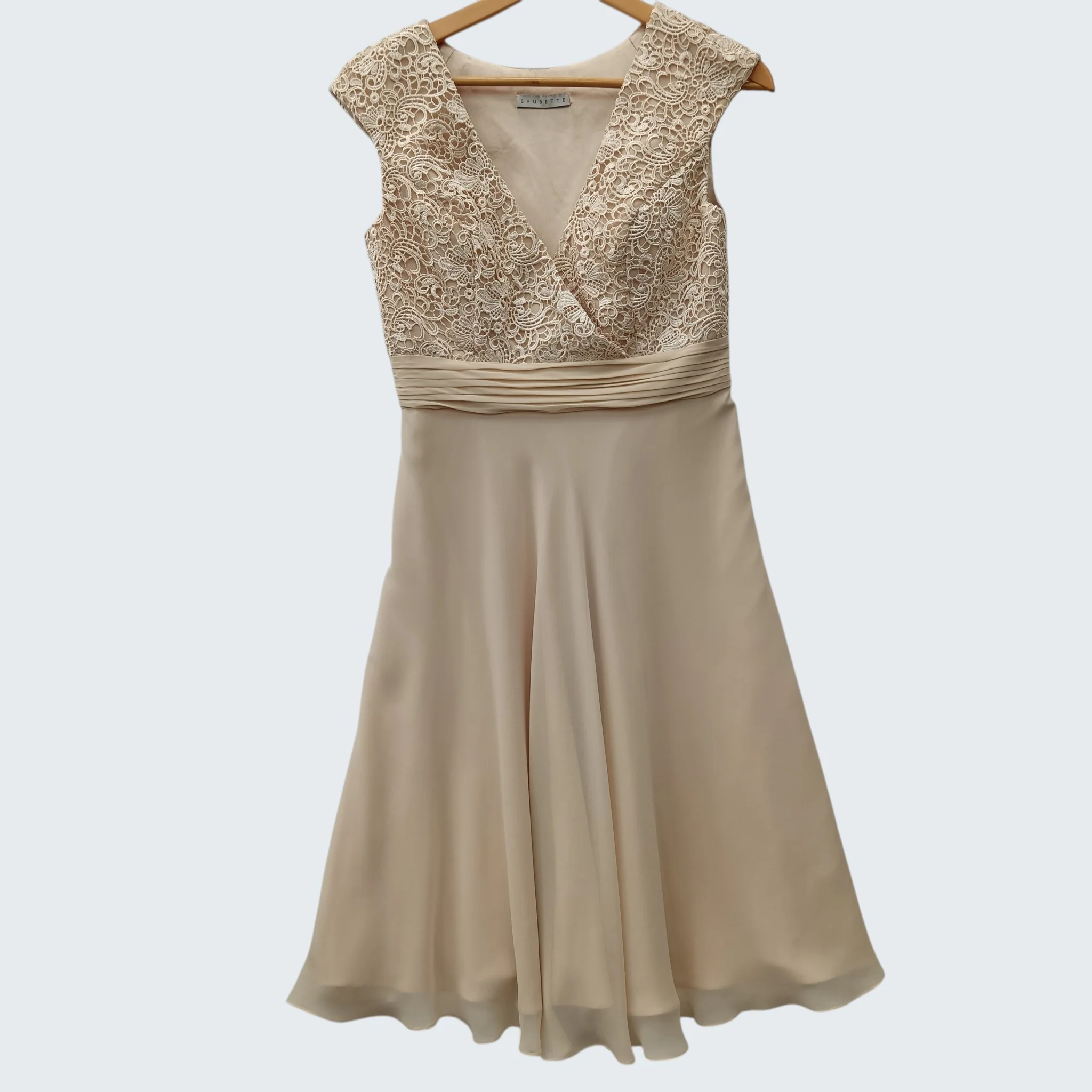 Shubette  Mother Of Bride Outfit Gold Dress With Matching Jacket  UK 10 - Womenswear | Pre-loved - Image 3