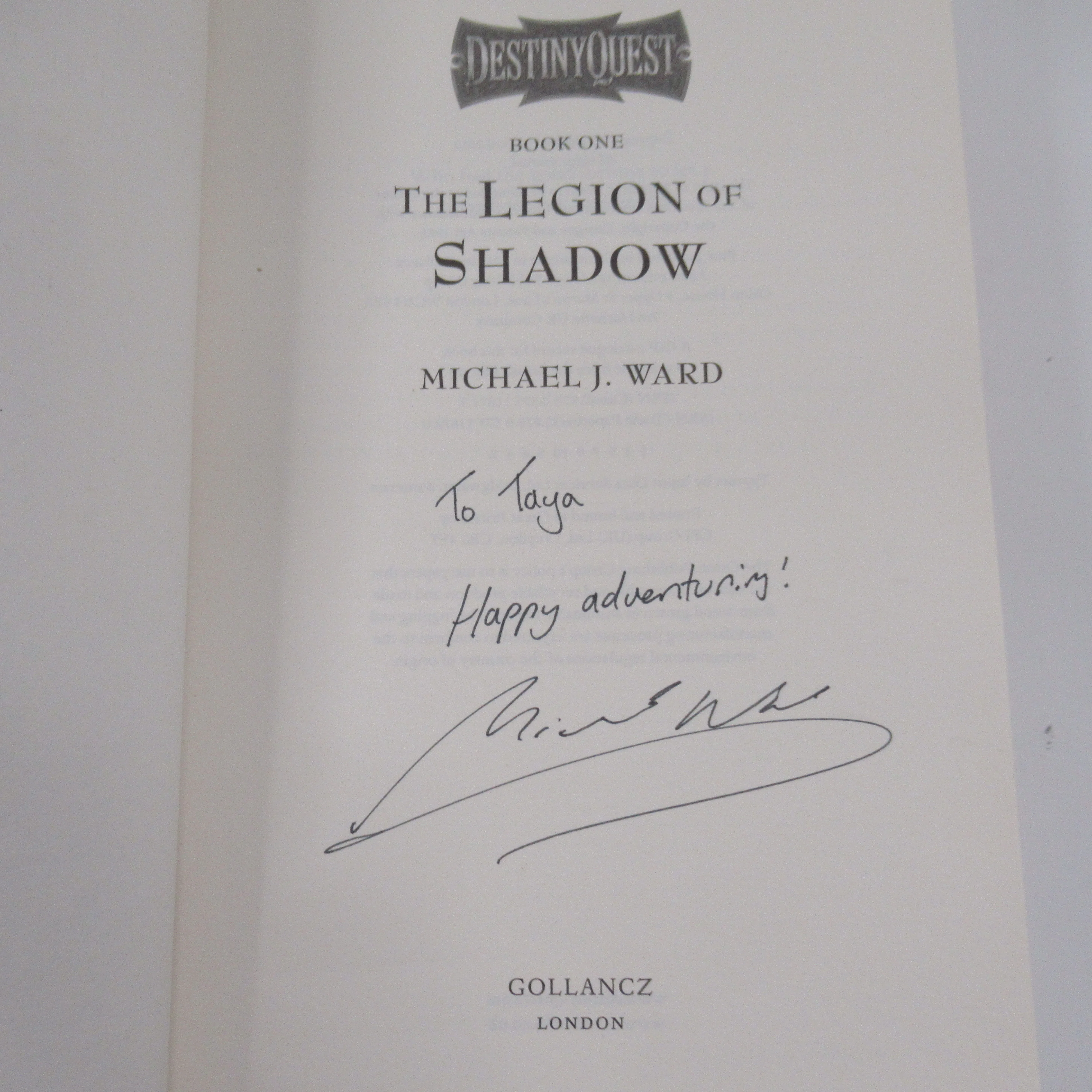 SIGNED Destiny Quest Book One The Legion of Shadow 2012 | Preloved - Image 4