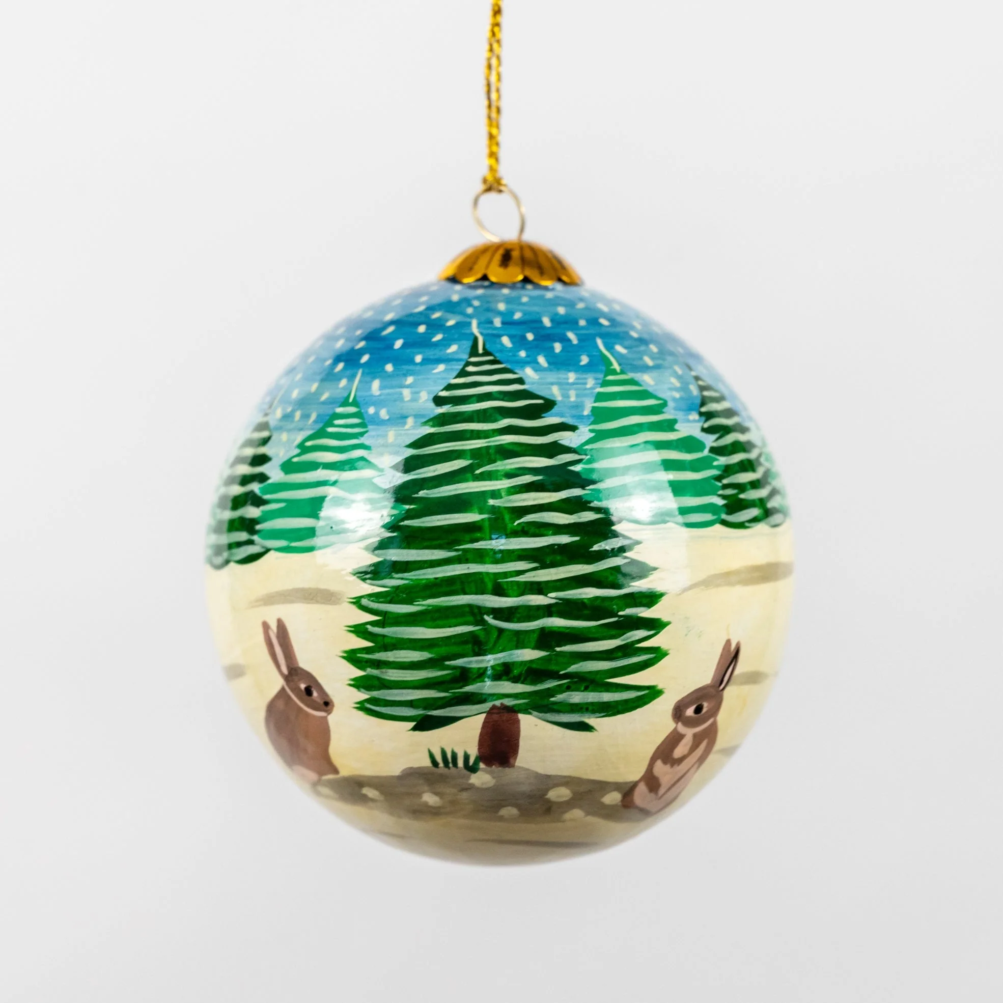 Snow Bunnies Hand Painted Christmas Bauble | British Red Cross Shop - Image 3
