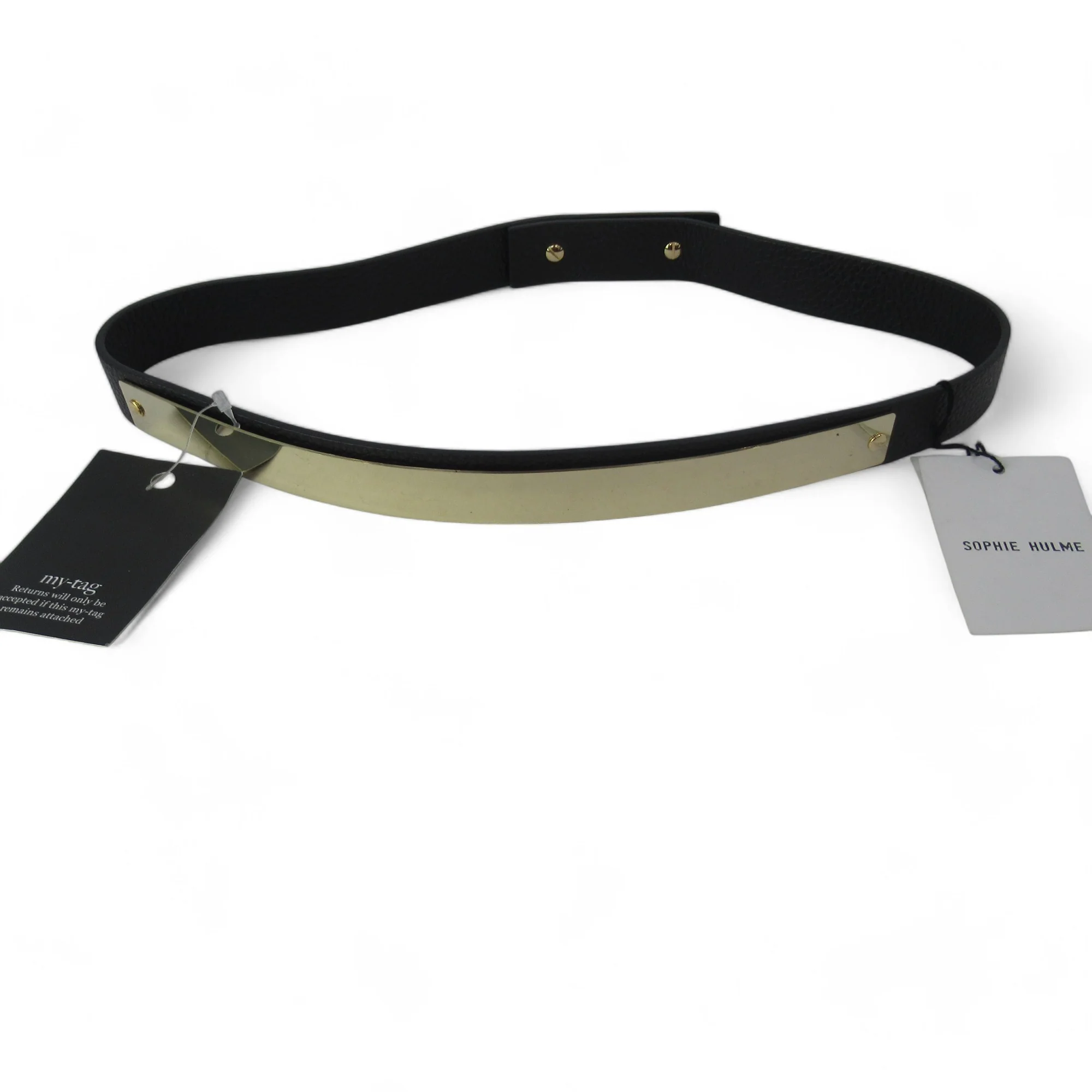 Sophie Hulme Brass Panel Belt Navy Leather Womenswear | Preloved - Image 6