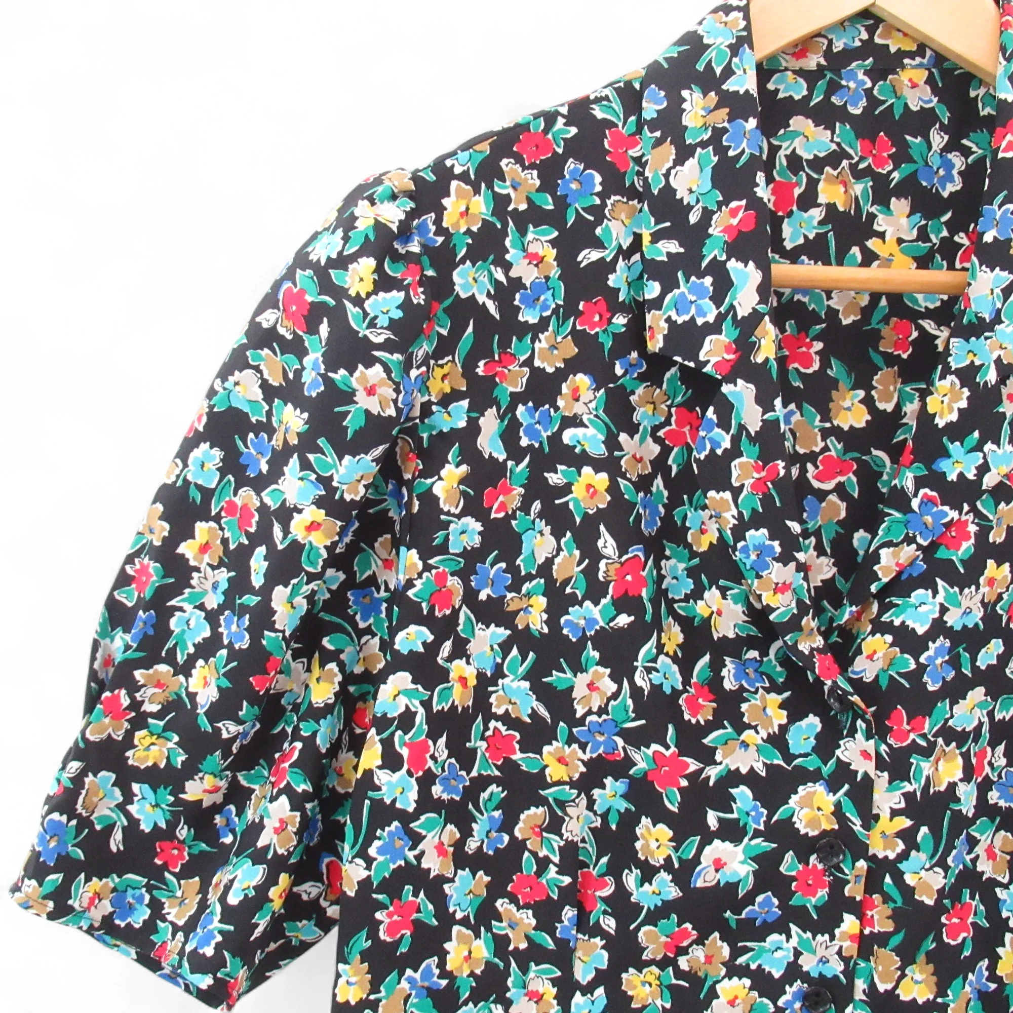 St Michael Vintage Blouse Floral UK 12 Multicoloured Womenswear | Pre-loved - Image 2