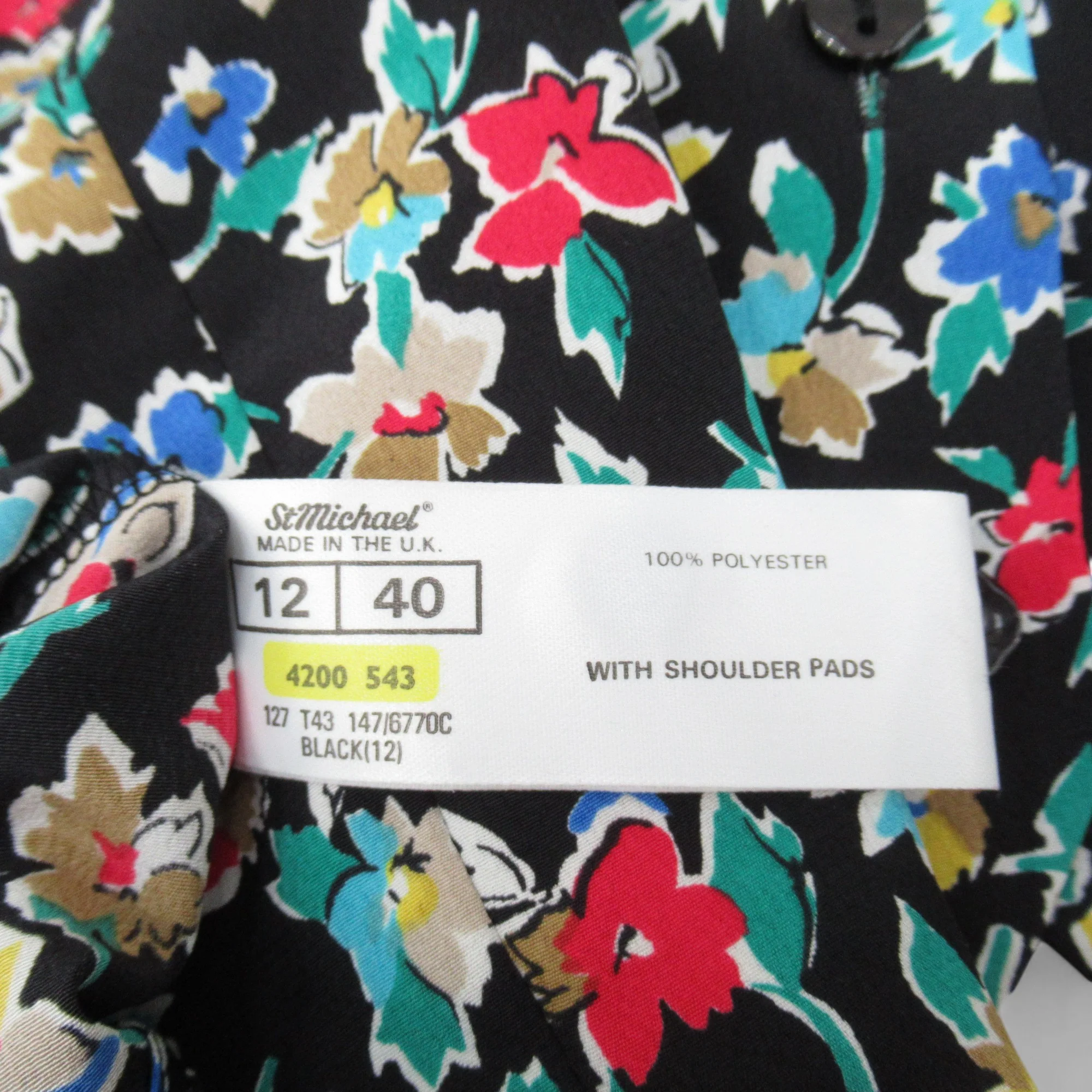 St Michael Vintage Blouse Floral UK 12 Multicoloured Womenswear | Pre-loved - Image 4