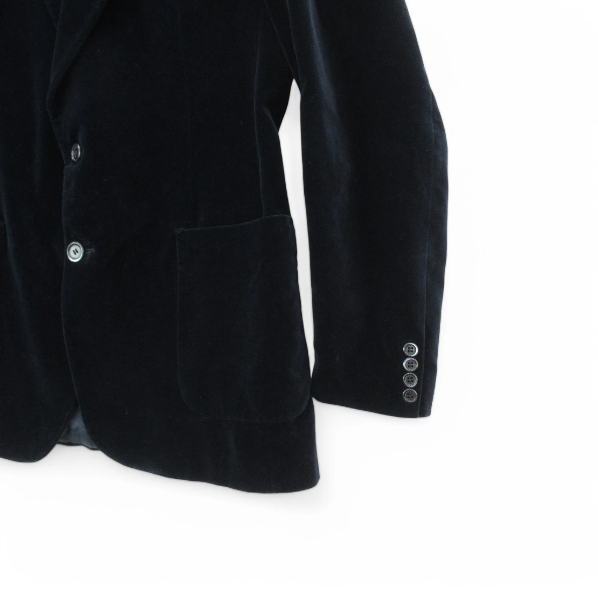 St Michael Vintage Velvet Blazer Navy 41-42 Menswear | Pre-loved - Image 3