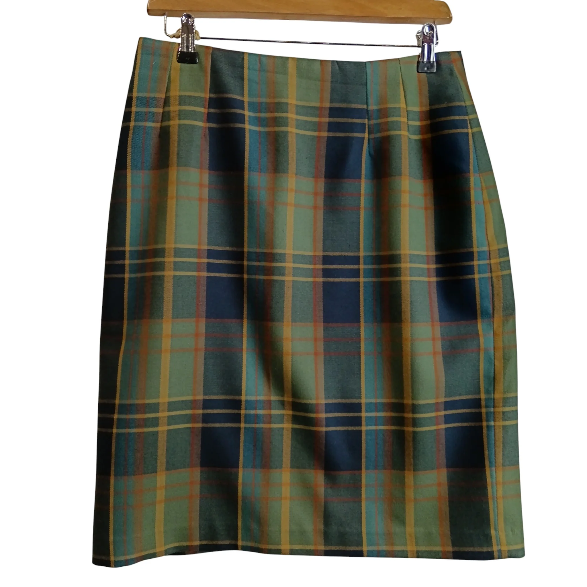 St- Roma Green Checked Knee Length Women's Skirt UK 14 -  Womenswear | Pre-loved