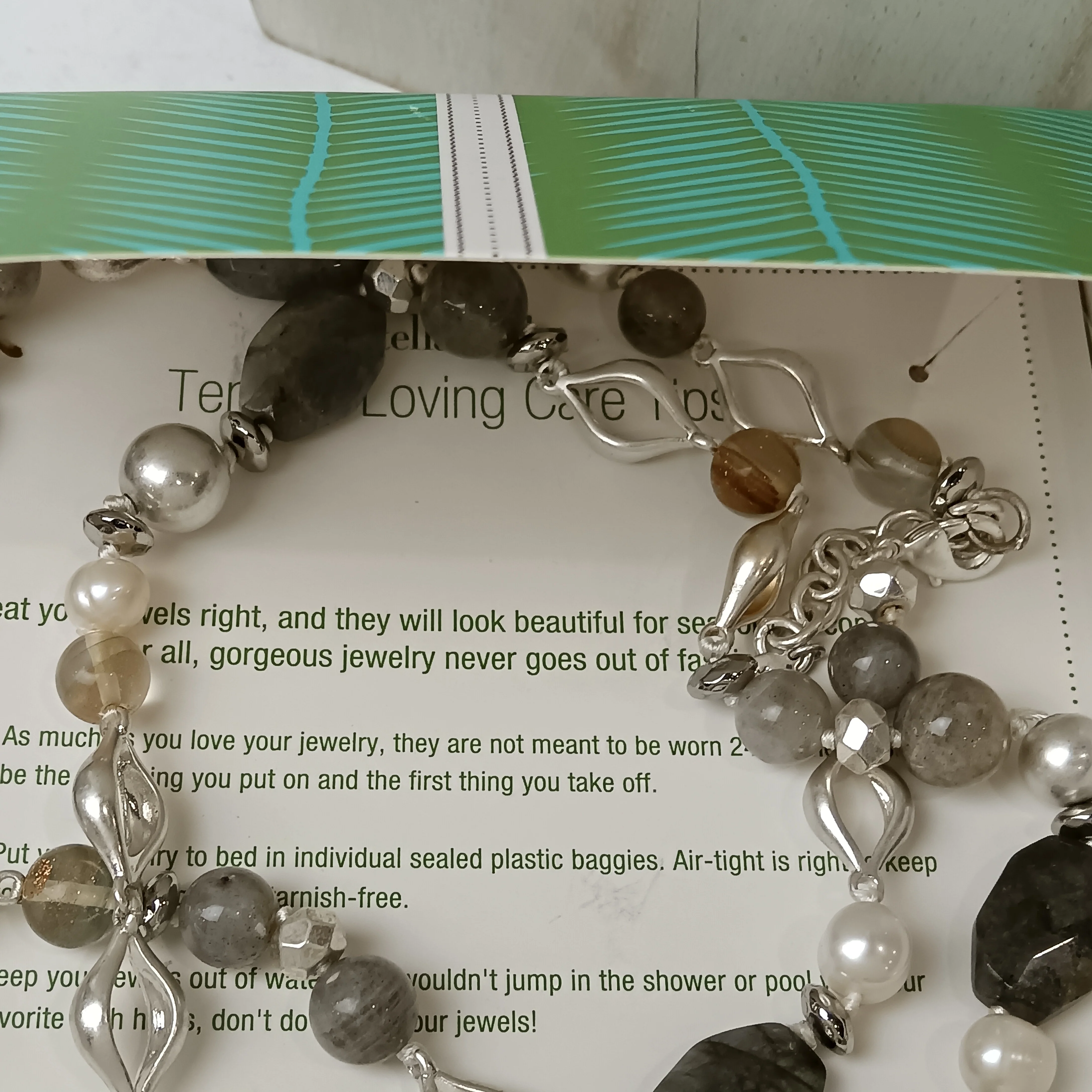 Stella & Dot Multi Beaded Silver Metal Necklace Boxed- Not Worn - Womenswear | Preloved - Image 6