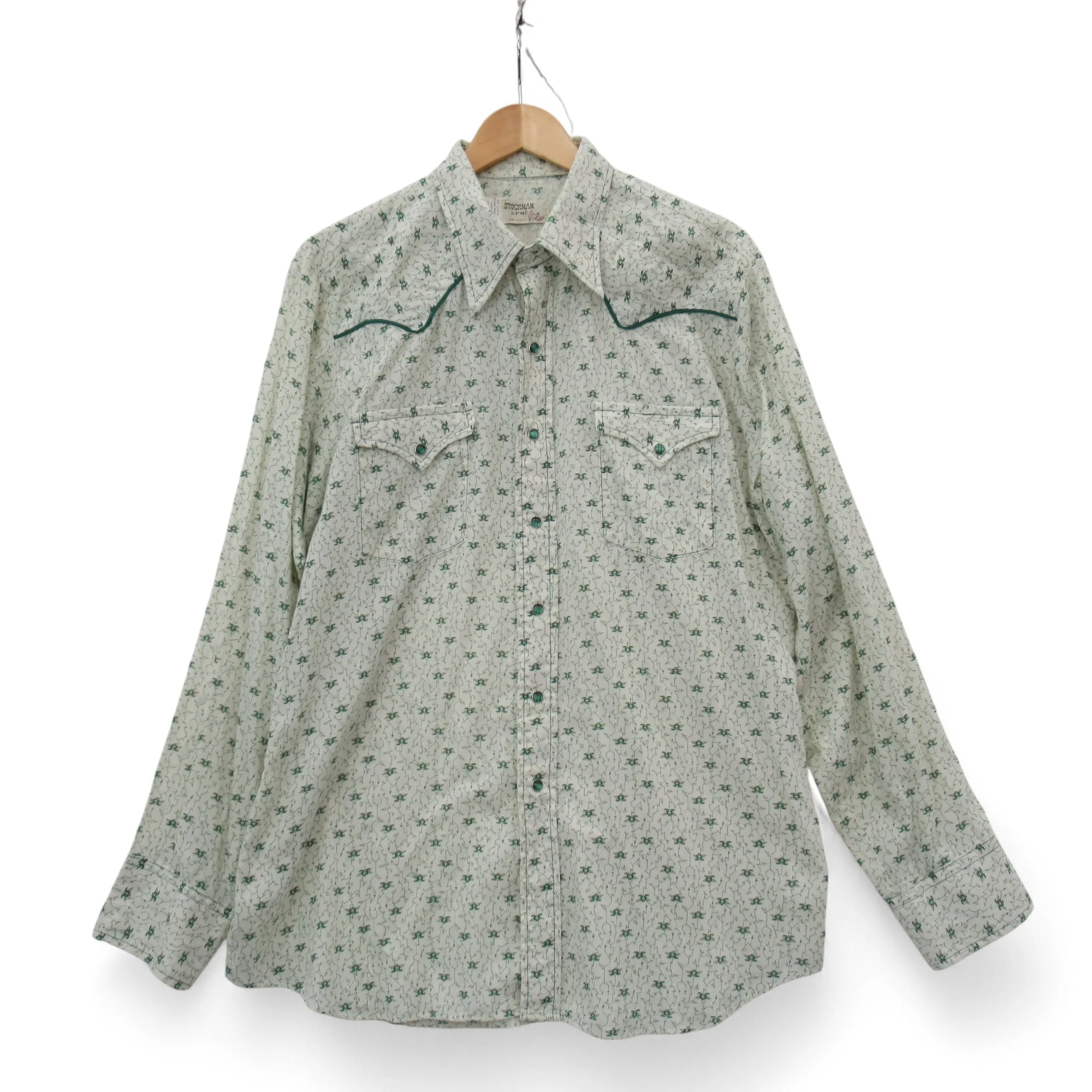 Stockman Vintage Shirt XXL Green Cream Menswear | Pre-loved