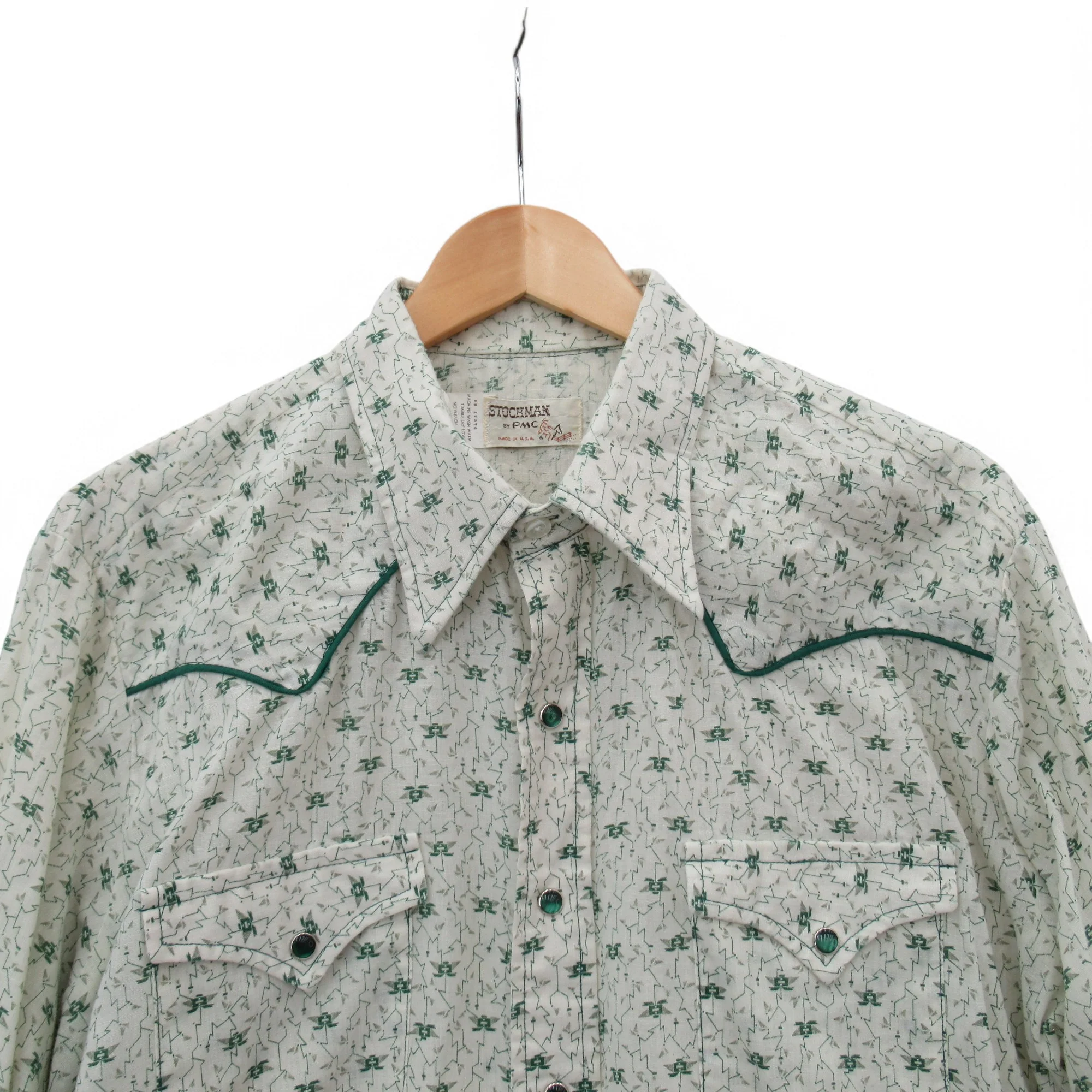 Stockman Vintage Shirt XXL Green Cream Menswear | Pre-loved - Image 2