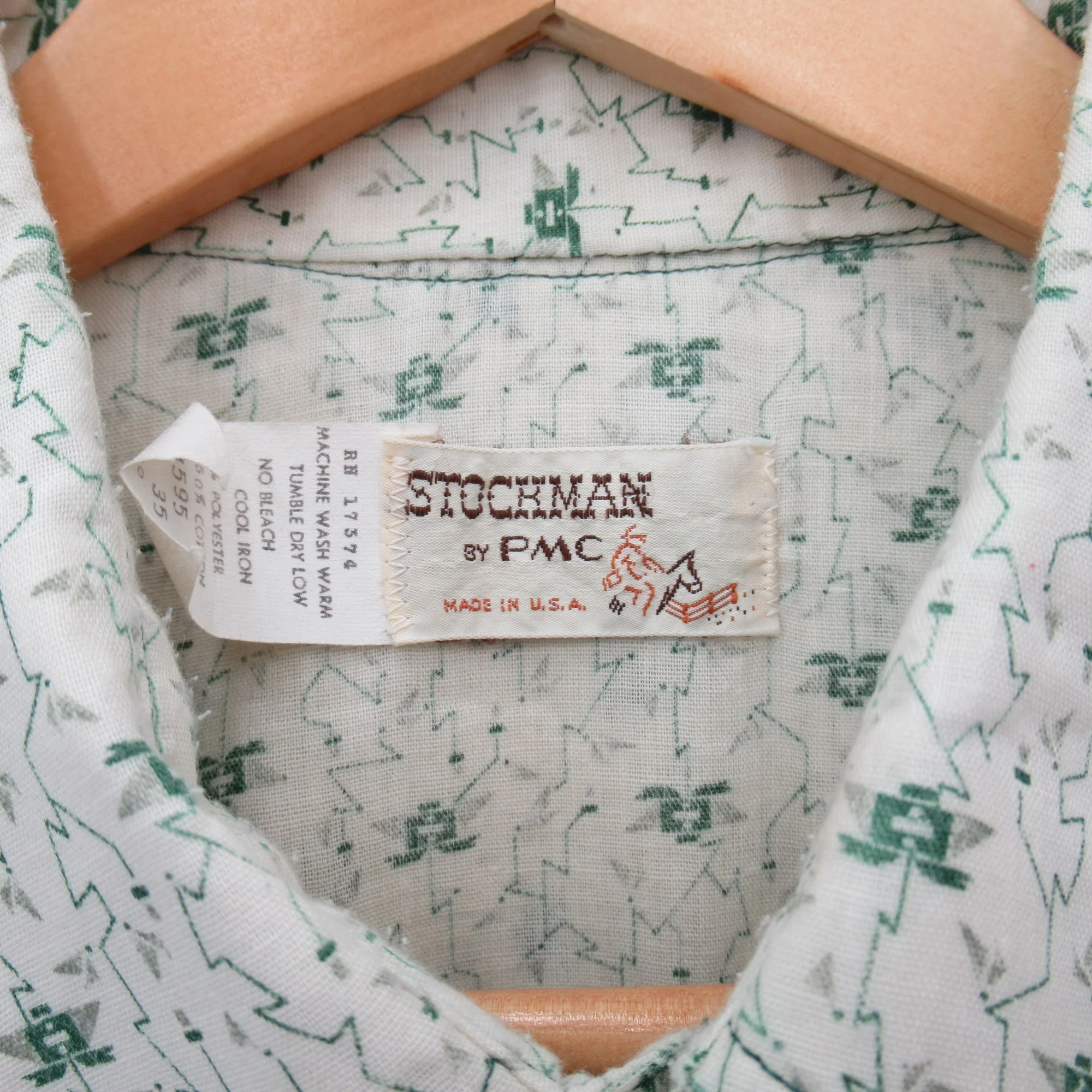 Stockman Vintage Shirt XXL Green Cream Menswear | Pre-loved - Image 3