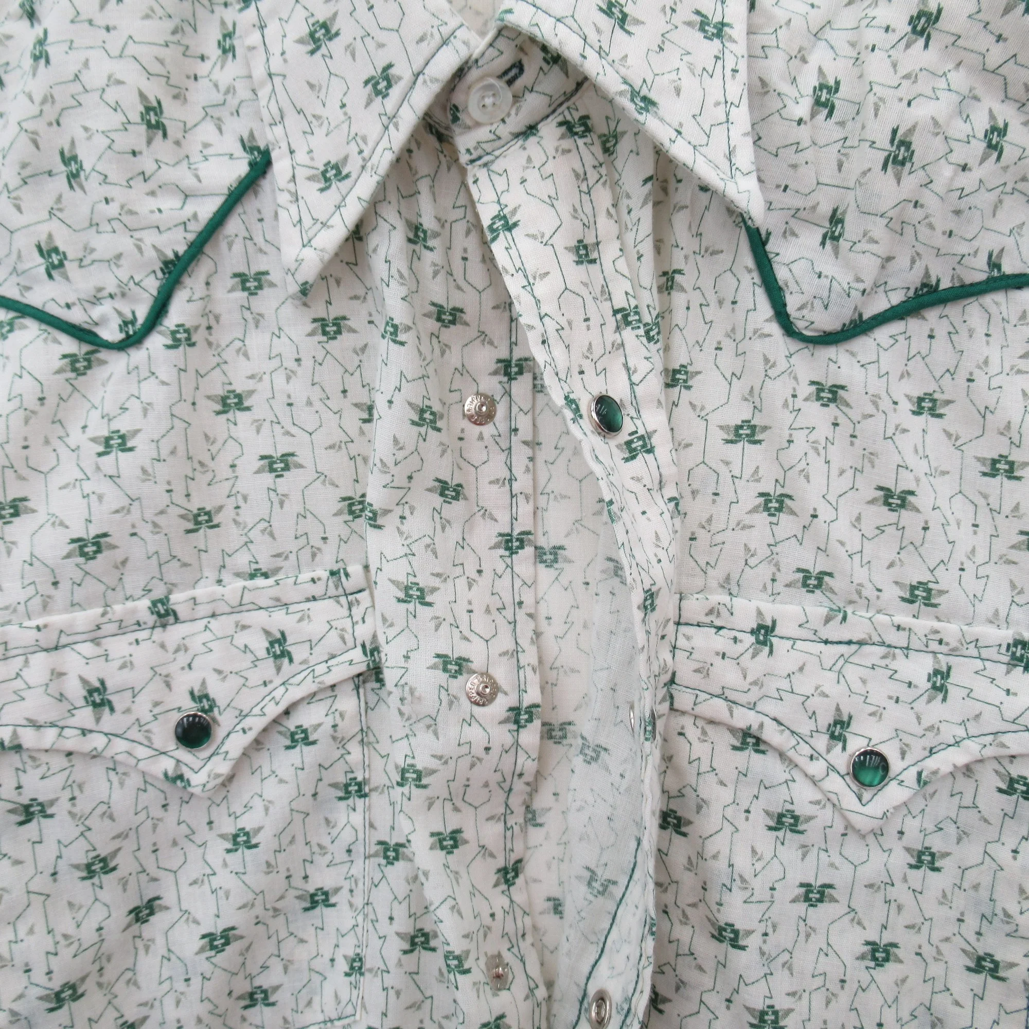 Stockman Vintage Shirt XXL Green Cream Menswear | Pre-loved - Image 5