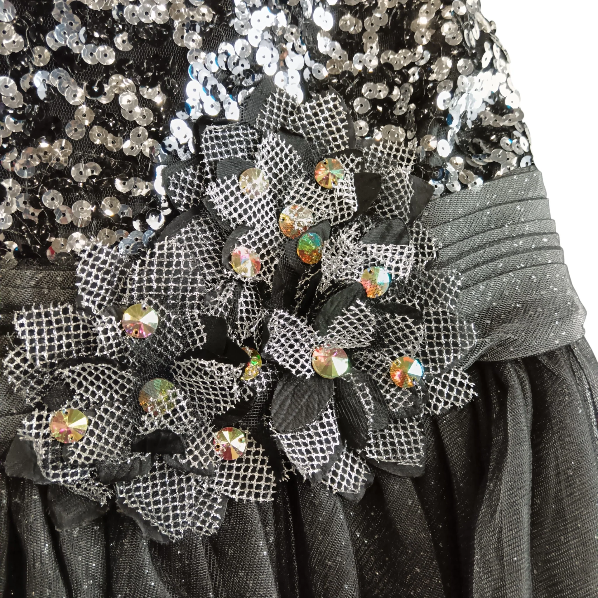 Studio 17 Hi-Low Tulle Glitter Black Sequined Top Dress UK 12- Tags On - Womenswear | Pre-loved - Image 3