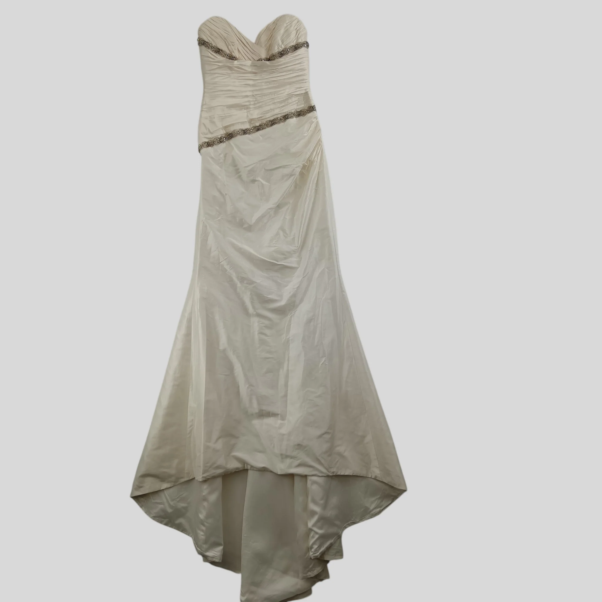 Suzanne Neville Ivory Strapless Embellished Pure Silk Wedding Dress UK 12 Womenswear | Pre-loved