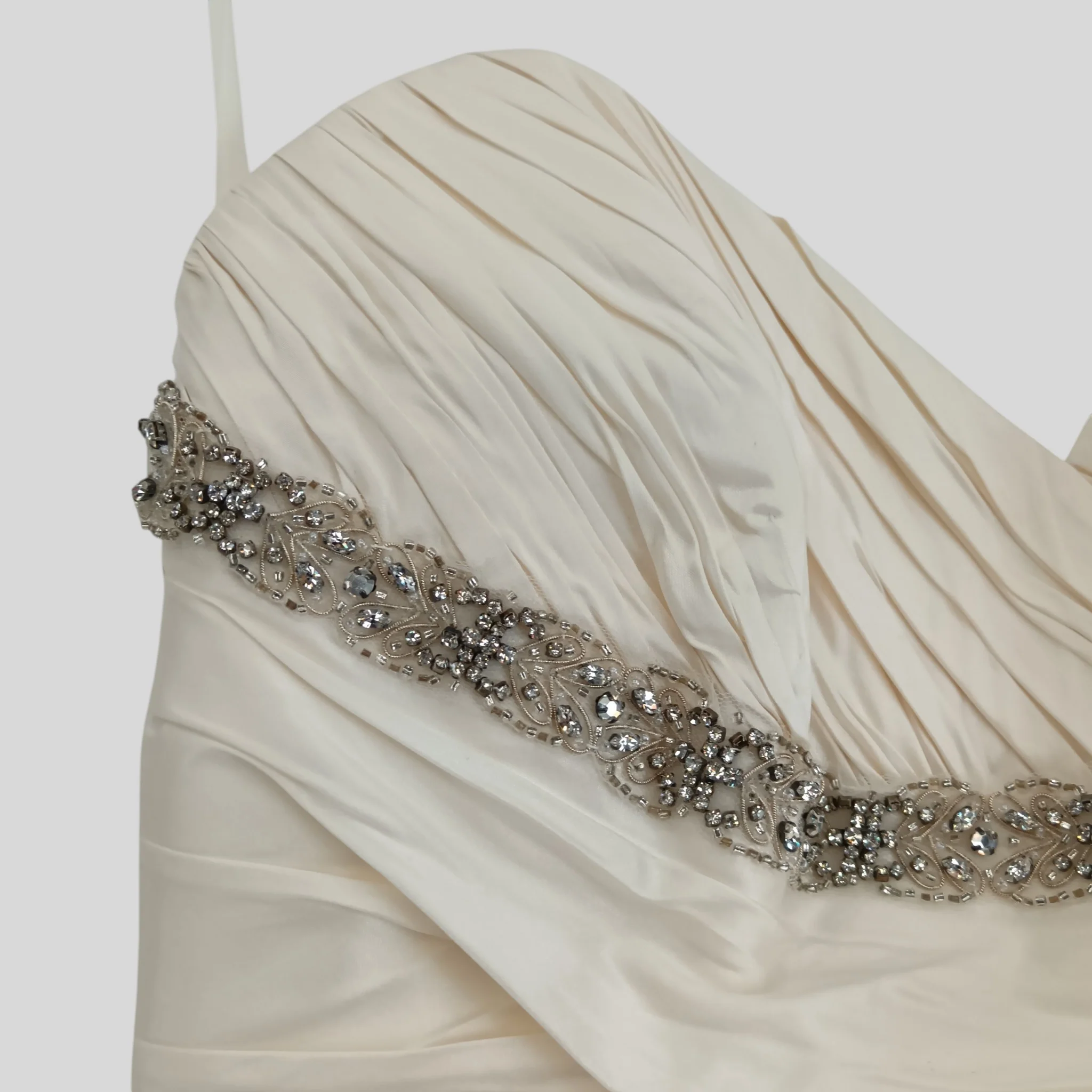 Suzanne Neville Ivory Strapless Embellished Pure Silk Wedding Dress UK 12 Womenswear | Pre-loved - Image 3