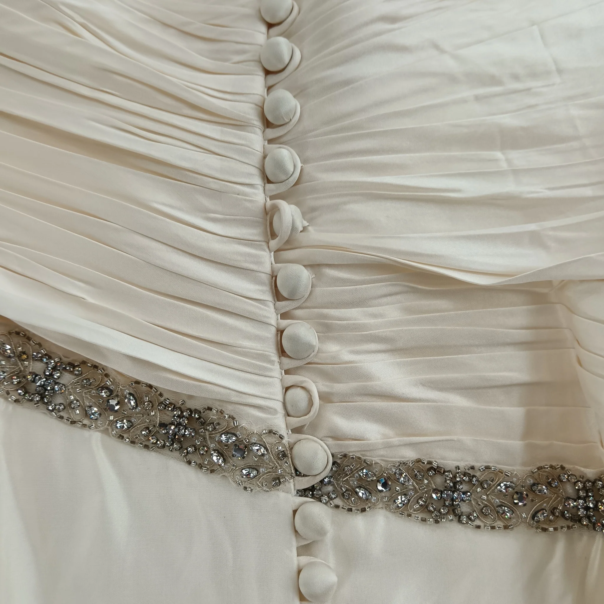Suzanne Neville Ivory Strapless Embellished Pure Silk Wedding Dress UK 12 Womenswear | Pre-loved - Image 5
